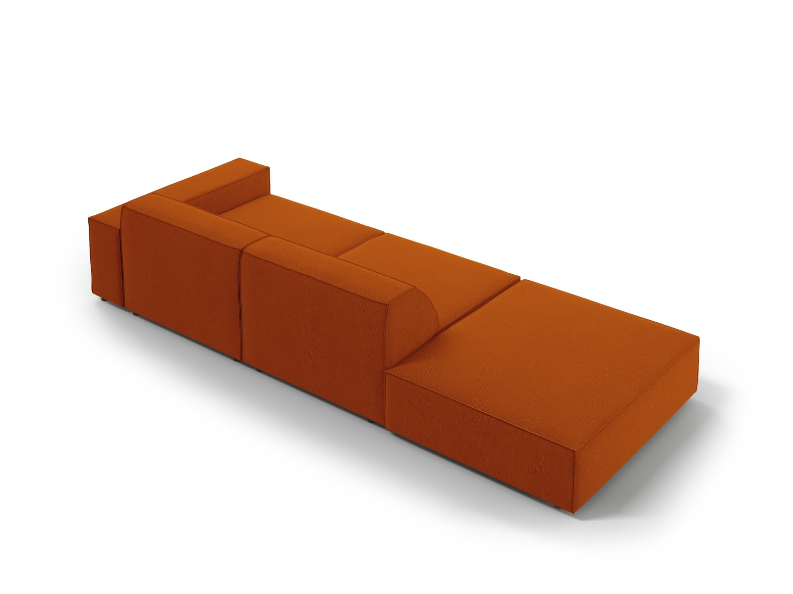 Stylisches 3-Sitzer Sofa Jodie in warmem Terracotta, mit offener linker Seite, perfekt für zeitgemäße und gemütliche Wohnlandschaften.