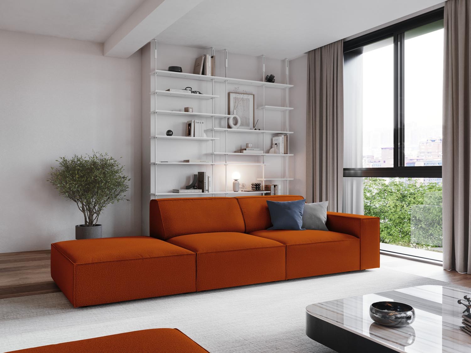 Entdecken Sie das stilvolle Jodie Modulares Sofa - Open Links 3 Sitzer von Micadoni, ideal für Ihr modernes Wohnzimmer. Vielseitig und komfortabel!