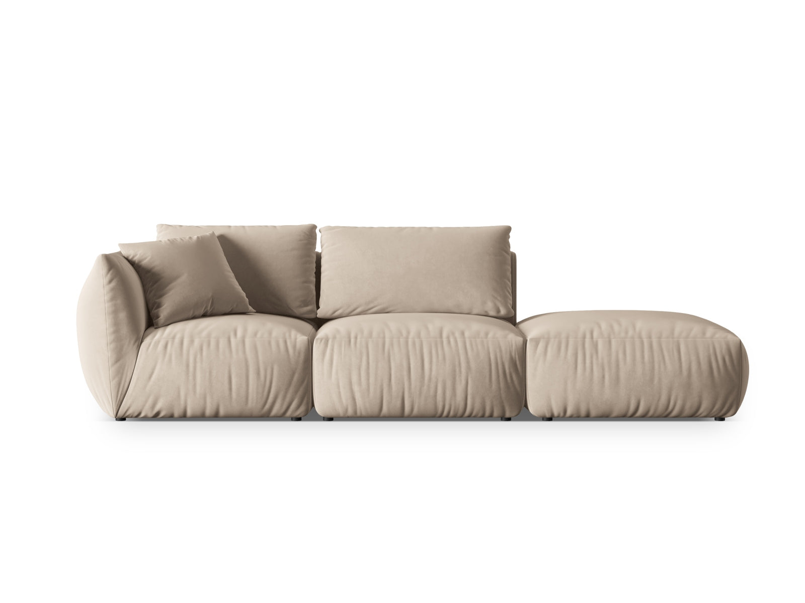 Chris Velour Modular Sofa rechts 3 Sitzer in Ecru präsentiert im Onlineshop von KAQTU Design AG. 3er Sofa ist von Micadoni