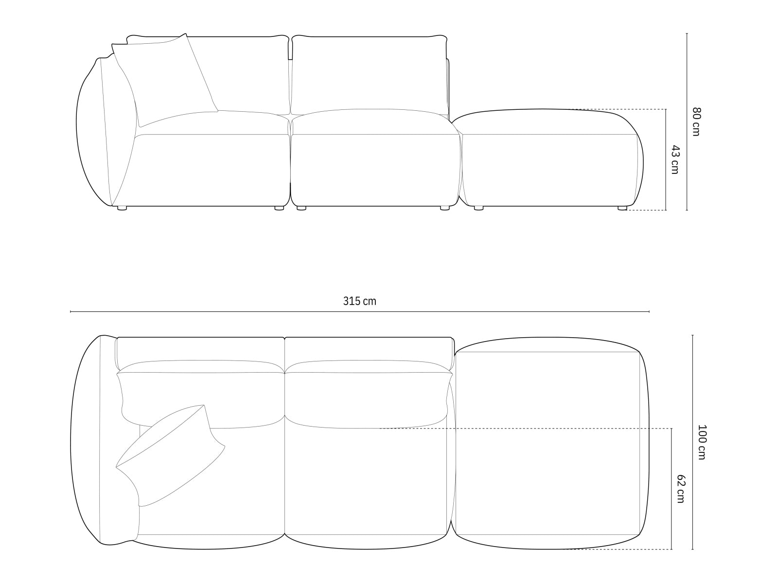 Erleben Sie das stilvolle Chris Velour Modular Sofa rechts 3-Sitzer von Micadoni – perfekt für moderne Wohnräume und ultimativen Komfort!