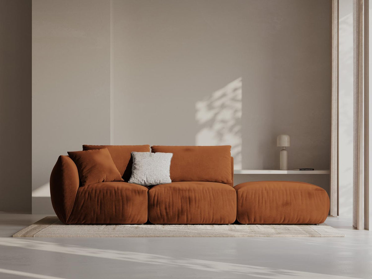 Chris Velour Modular Sofa rechts 3 Sitzer in Terracotta-Casino präsentiert im Onlineshop von KAQTU Design AG. 3er Sofa ist von Micadoni