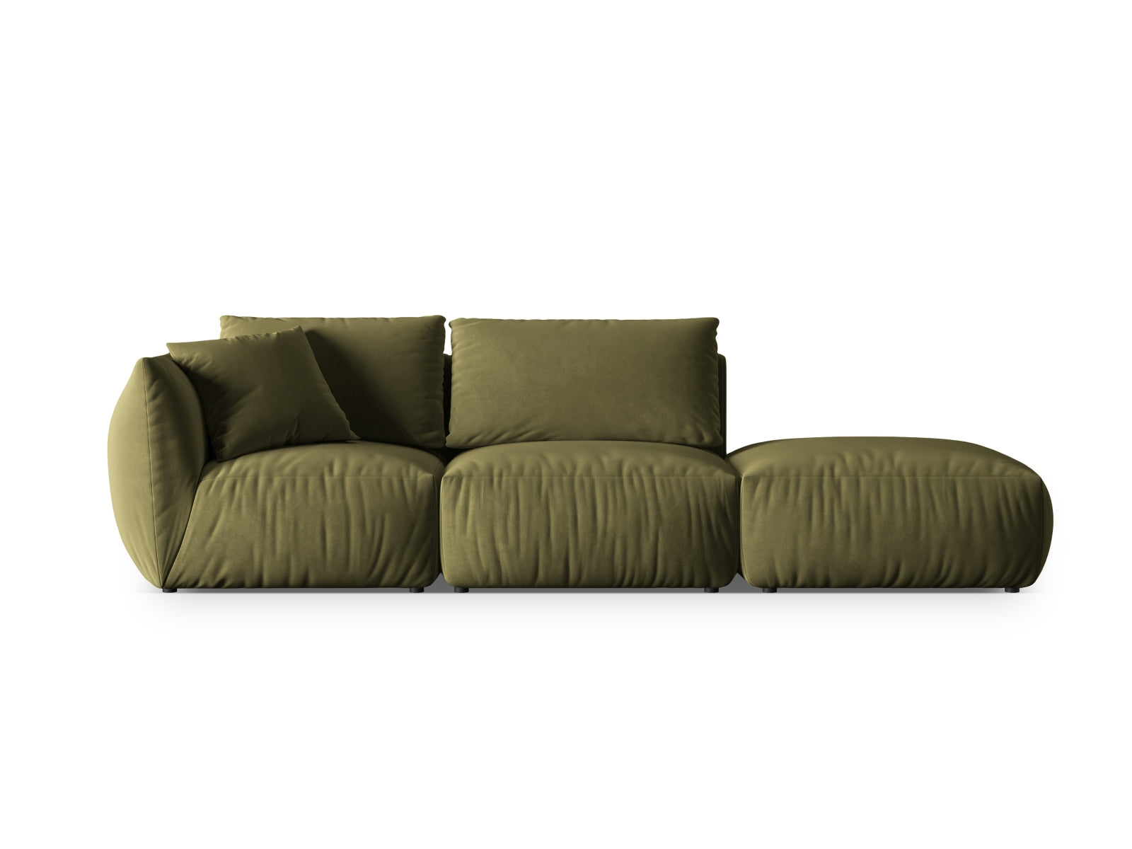 Chris Velour Modular Sofa rechts 3 Sitzer in Light Green präsentiert im Onlineshop von KAQTU Design AG. 3er Sofa ist von Micadoni