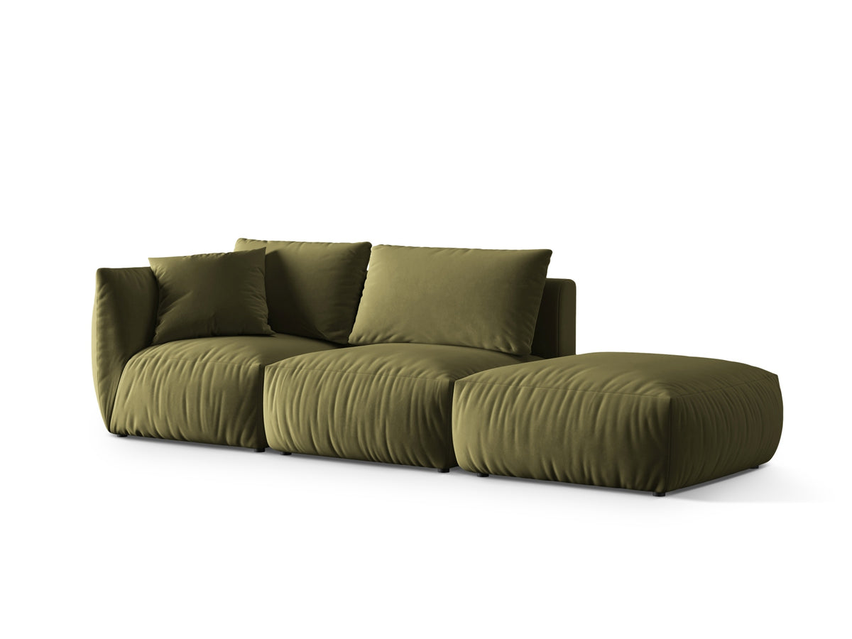 Chris Velour Modular Sofa rechts 3 Sitzer in Light Green-Casino präsentiert im Onlineshop von KAQTU Design AG. 3er Sofa ist von Micadoni