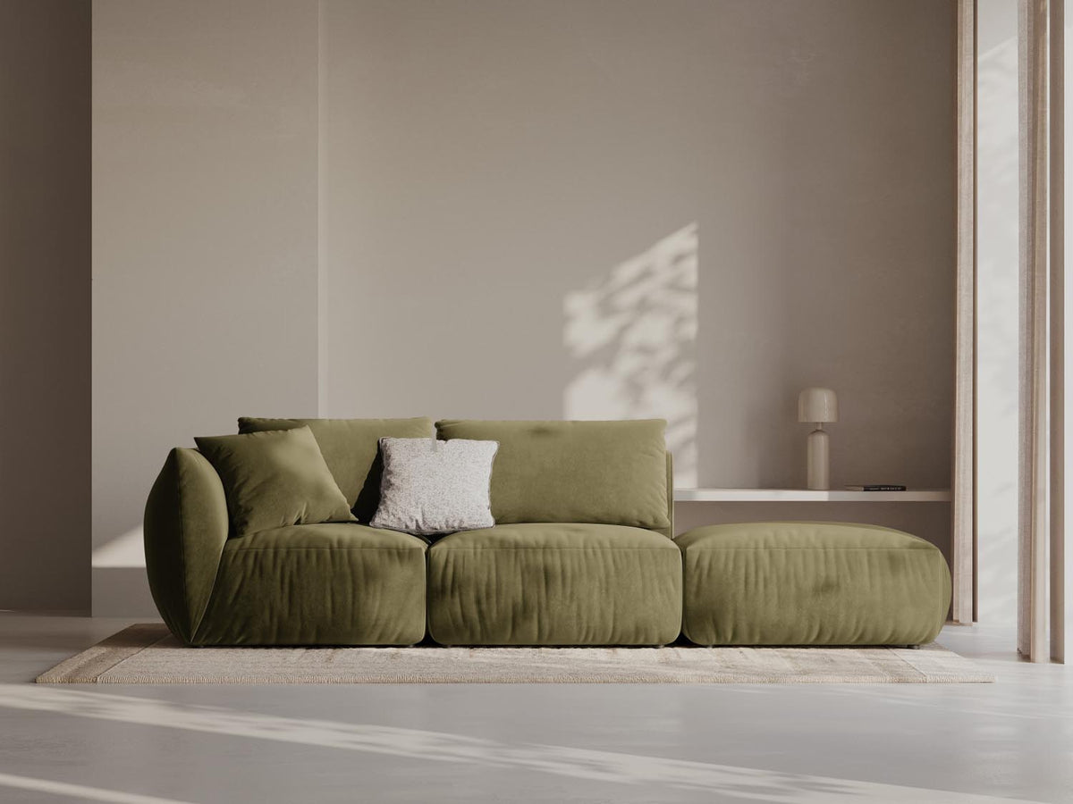 Chris Velour Modular Sofa rechts 3 Sitzer in Light Green-Casino präsentiert im Onlineshop von KAQTU Design AG. 3er Sofa ist von Micadoni