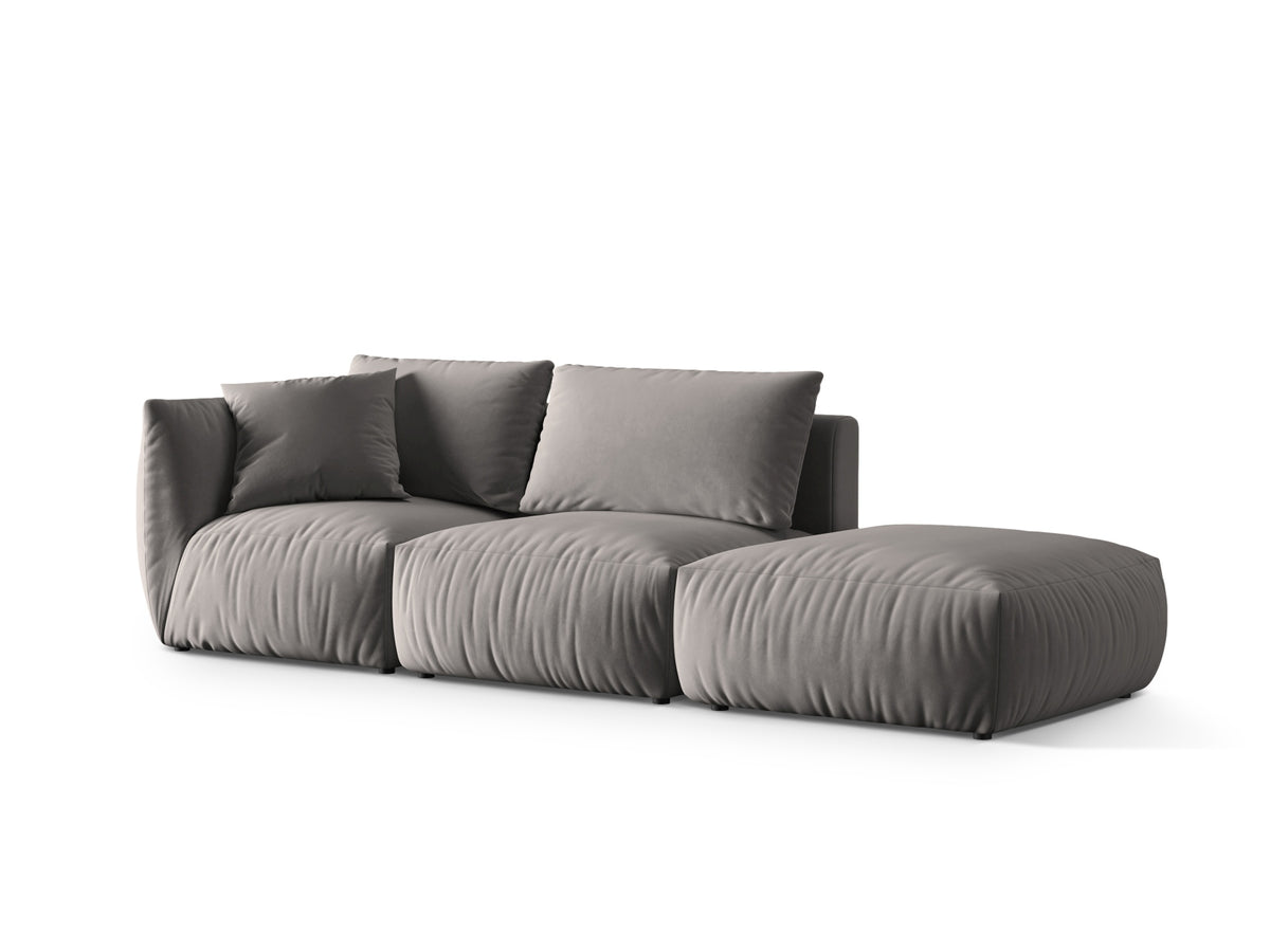 Chris Velour Modular Sofa rechts 3 Sitzer in Grey-Casino präsentiert im Onlineshop von KAQTU Design AG. 3er Sofa ist von Micadoni