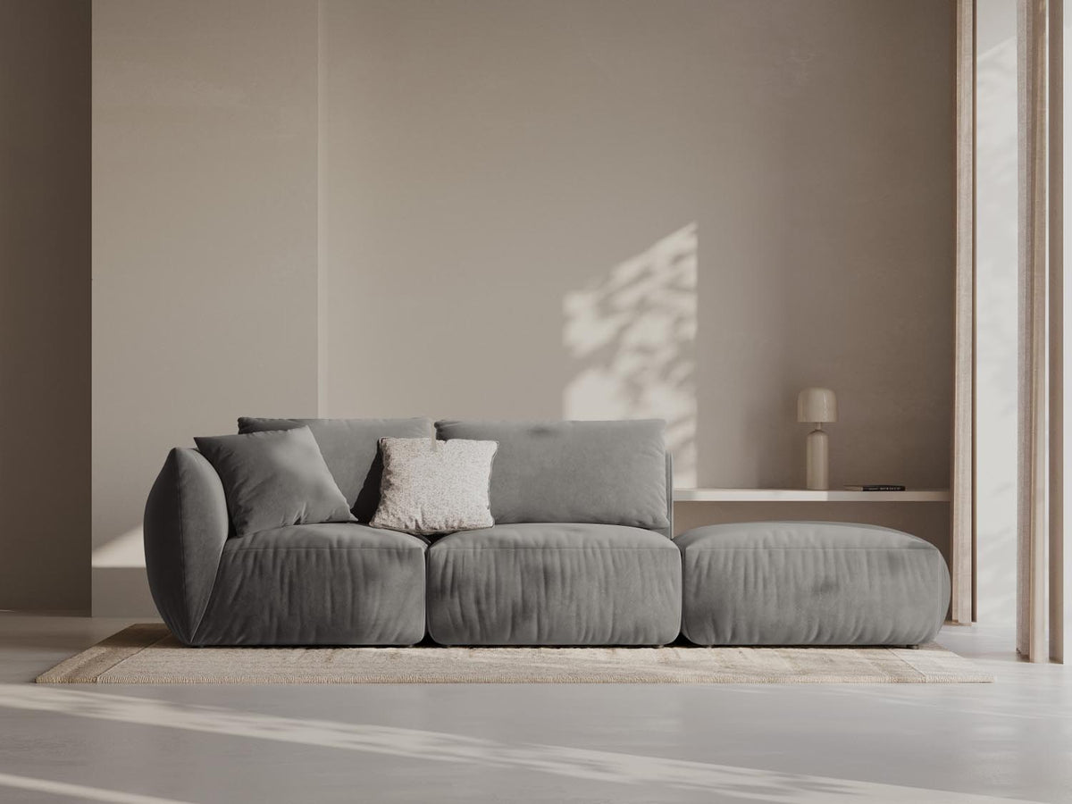 Chris Velour Modular Sofa rechts 3 Sitzer in Grey-Casino präsentiert im Onlineshop von KAQTU Design AG. 3er Sofa ist von Micadoni