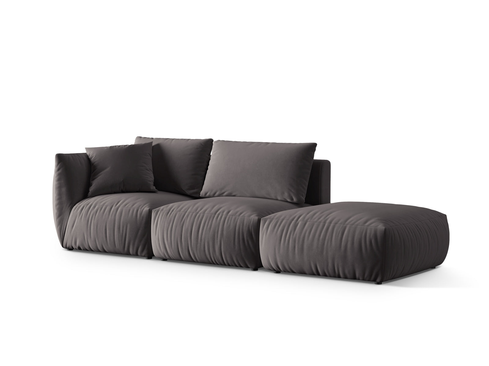 Modernes 3-Sitzer Chris Velour Modular Sofa in edlem Dunkelgrau, perfekt für gemütliche und stilvolle Wohnambiente von Micadoni.