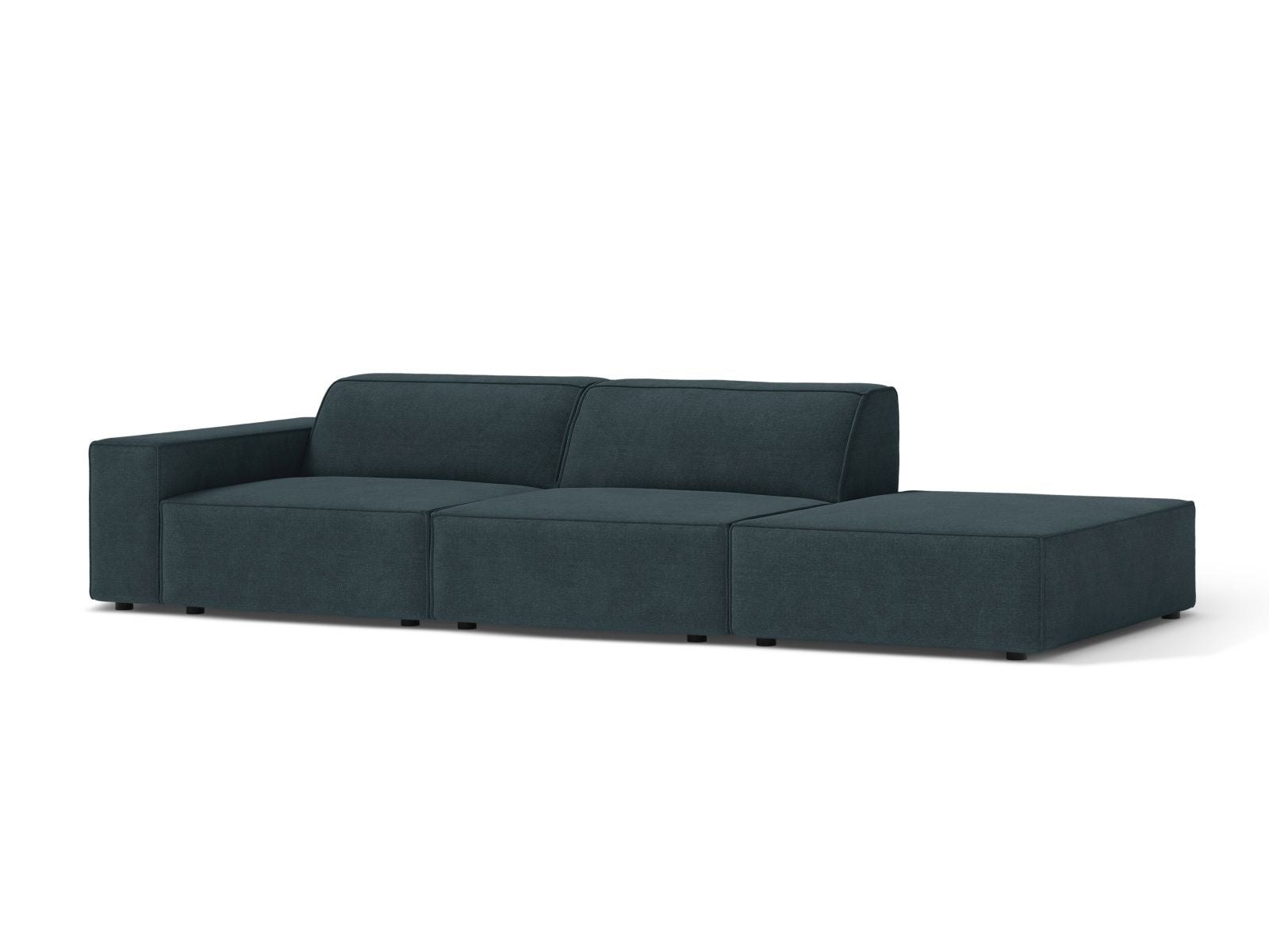 Elegantes 3-Sitzer Sofa Jodie in tiefem Petrol, ideal für moderne Wohnräume, präsentiert von Micadoni im KAQTU Onlineshop.