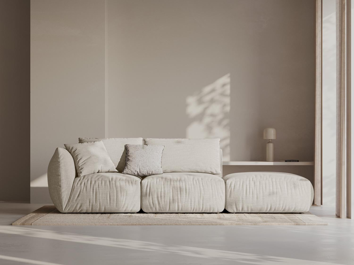 Elegantes Chris Modular Sofa rechts, 3-Sitzer in natürlichem Design, ideal für stilvolle Wohnräume, erhältlich bei KAQTU Design AG.