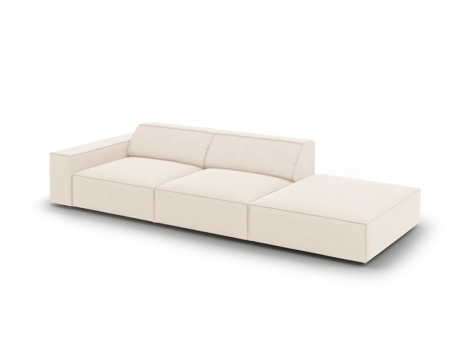 Erleben Sie das Jodie Velour 3-Sitzer Sofa von Micadoni – ein stilvolles, modulares Möbelstück, das Komfort und Eleganz in Ihr Zuhause bringt.