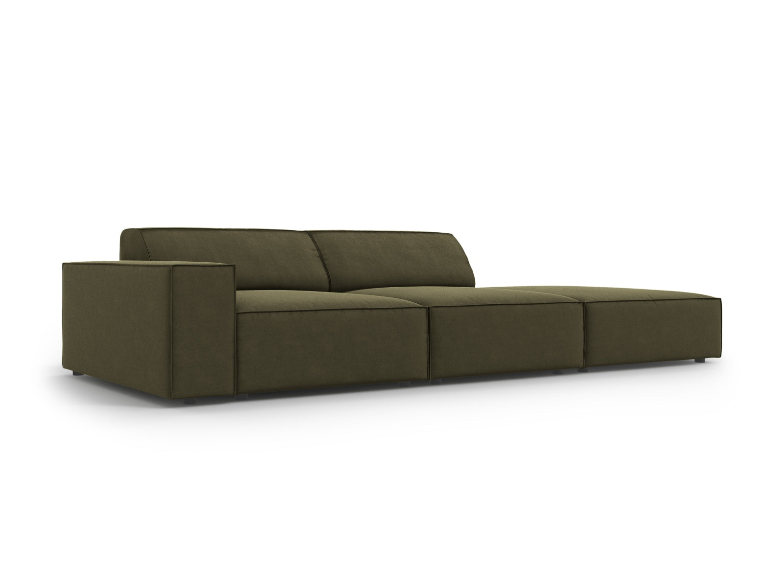 Elegantes, modulares 3-Sitzer Sofa Jodie in luxuriösem Velours, grün-blau, ideal für stilvolle Wohnräume, erhältlich bei Micadoni.