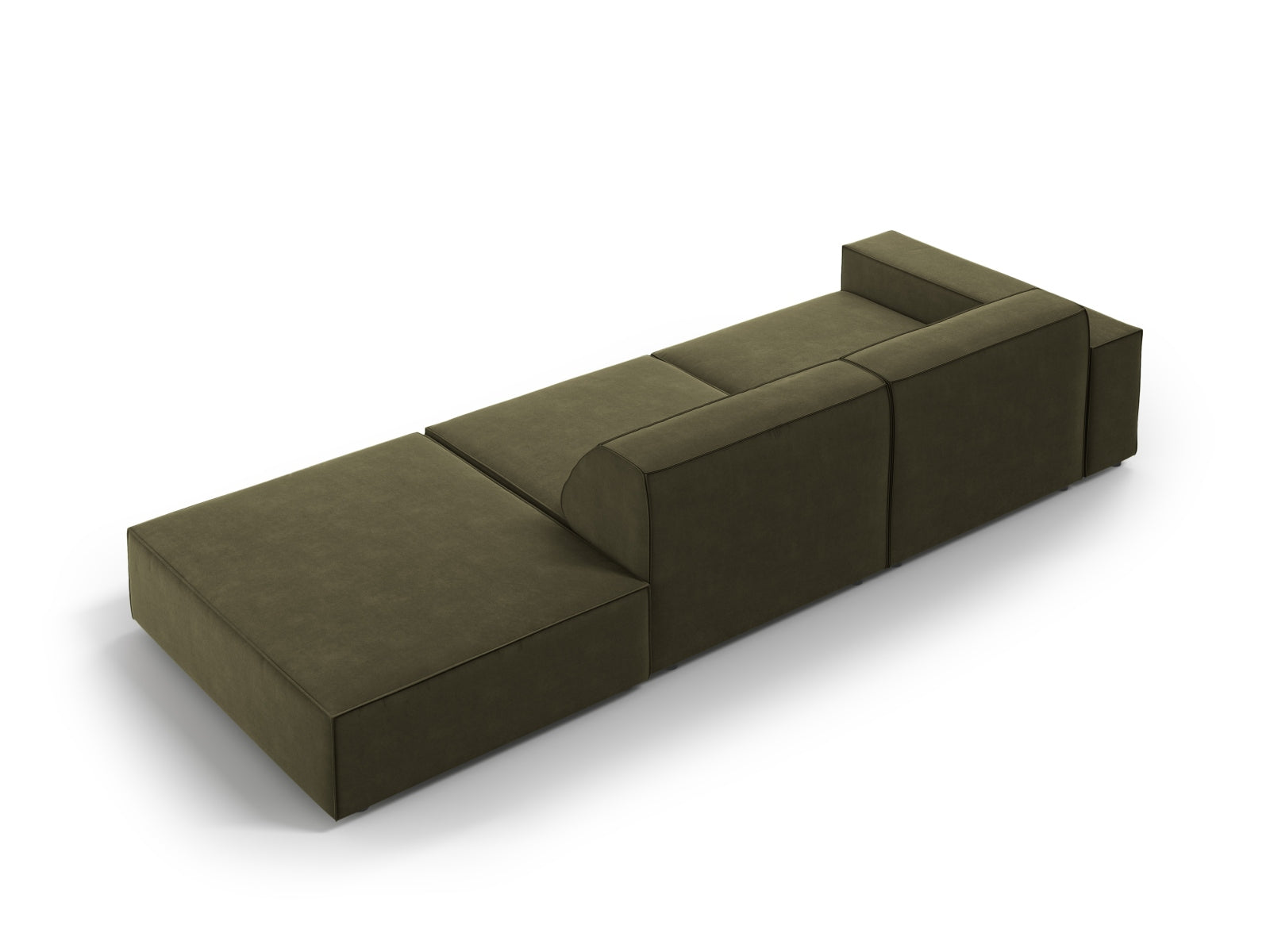 Modulares 3-Sitzer Sofa Jodie in edlem Velours, grün-blau, perfekt für moderne Wohnkonzepte, erhältlich bei Micadoni.
