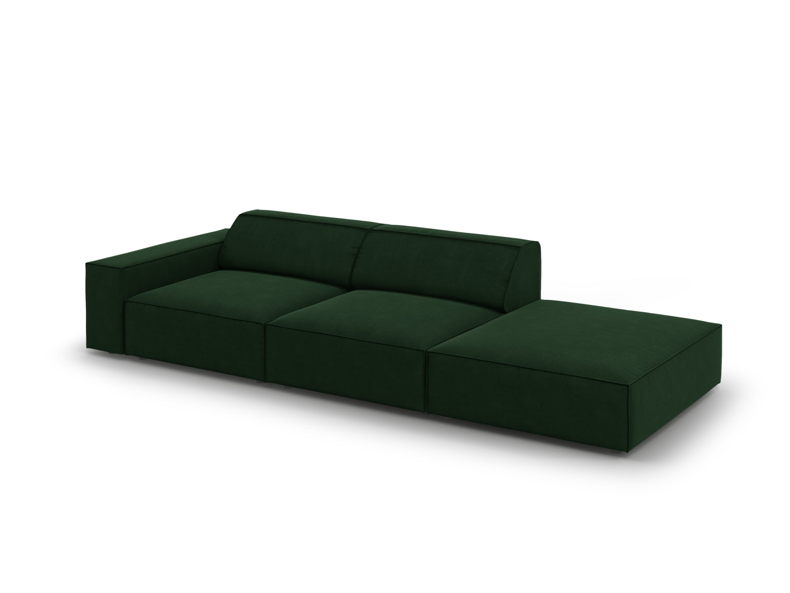 Modulares 3-Sitzer Sofa Jodie in edlem Flaschengrün, rechtsseitig, perfekt für moderne und elegante Wohnkonzepte von Micadoni.
