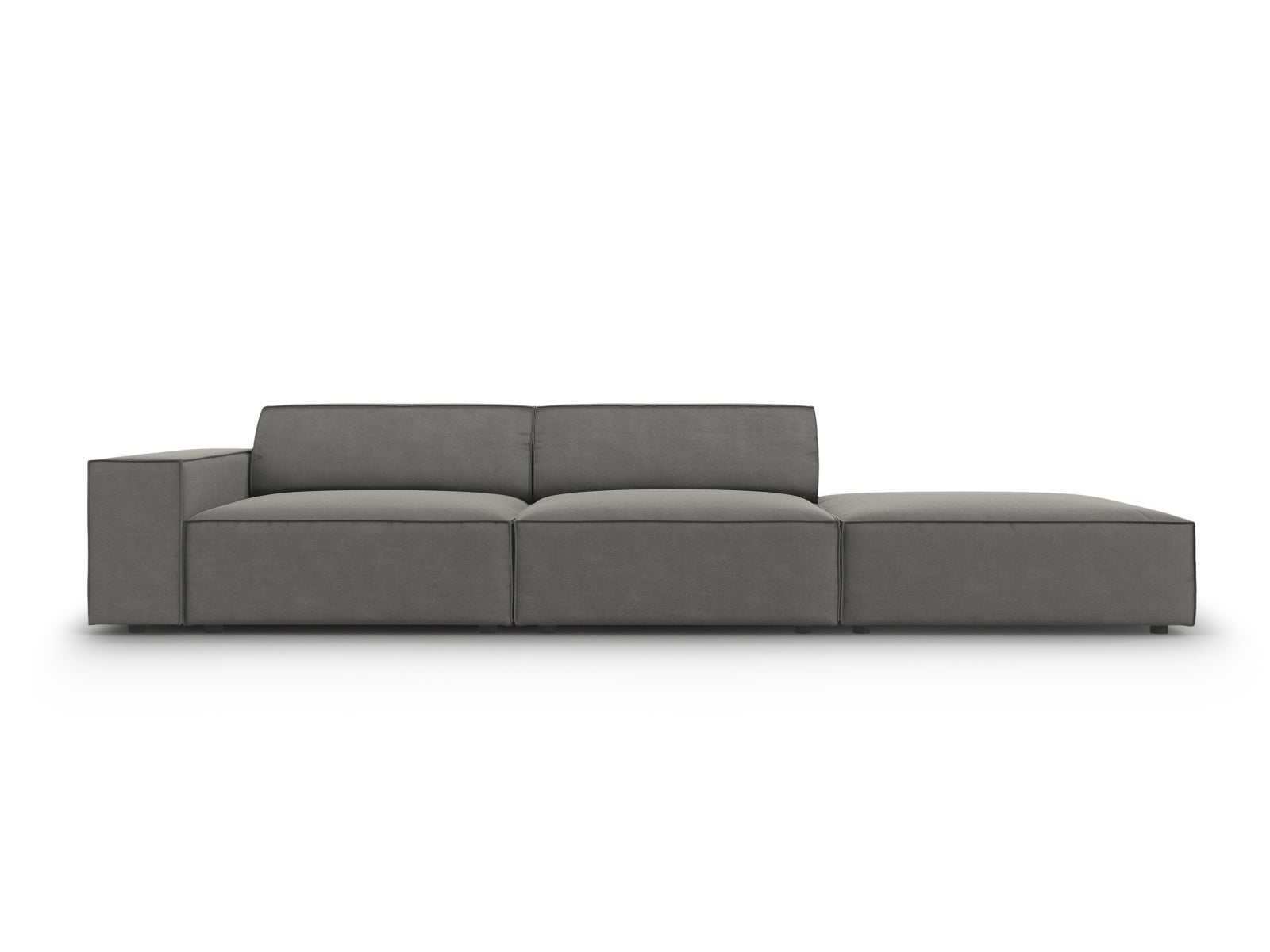 Jodie Velour modulares Sofa rechts 3 Sitzer in Light Grey-Bluvel präsentiert im Onlineshop von KAQTU Design AG. L-Sofa rechts ist von Micadoni