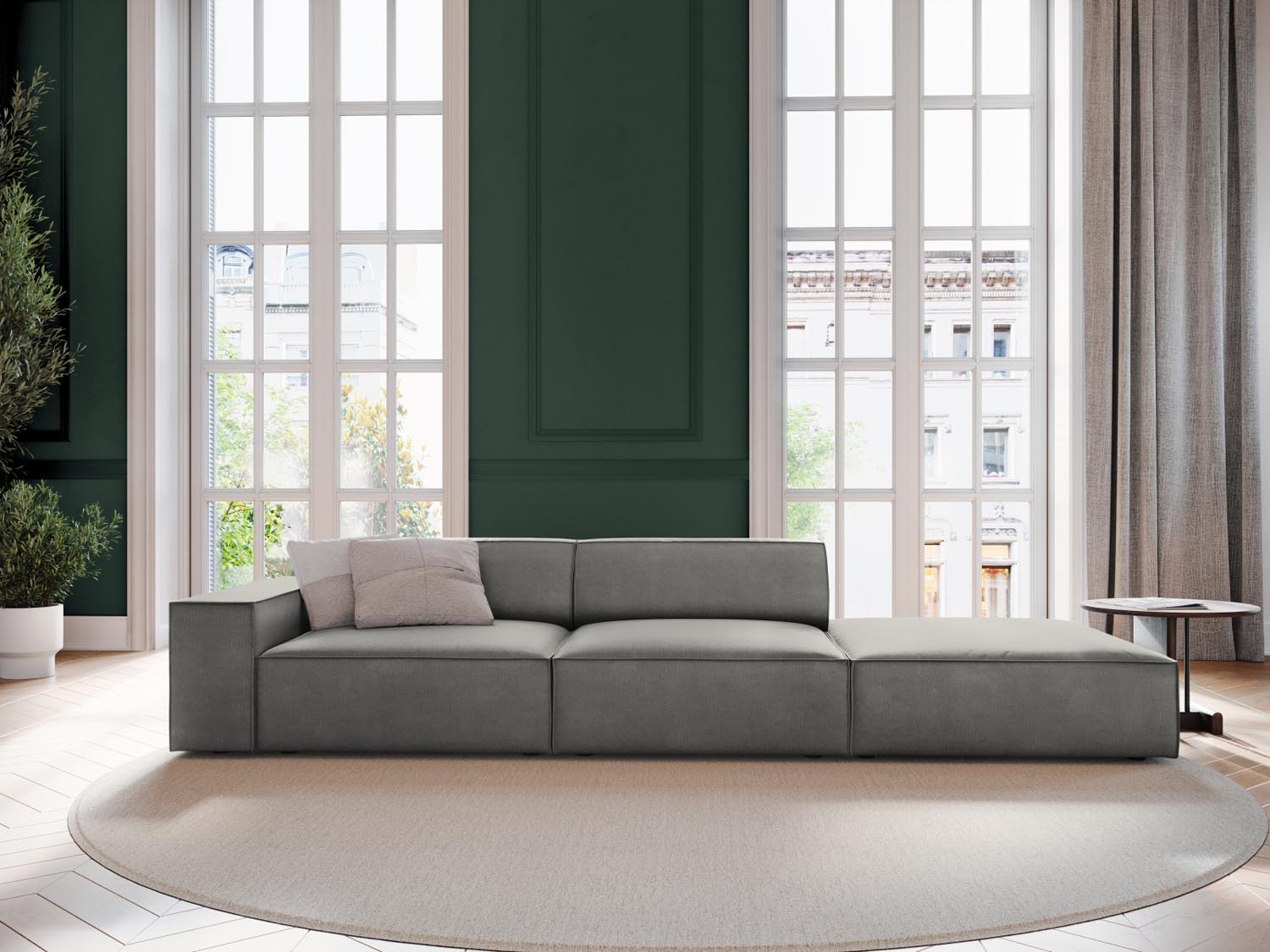 Entdecken Sie das Jodie Velour Sofa von Micadoni – ein elegantes, modulares 3-Sitzer Sofa in hochwertigem Velours für Ihr stilvolles Wohnzimmer.