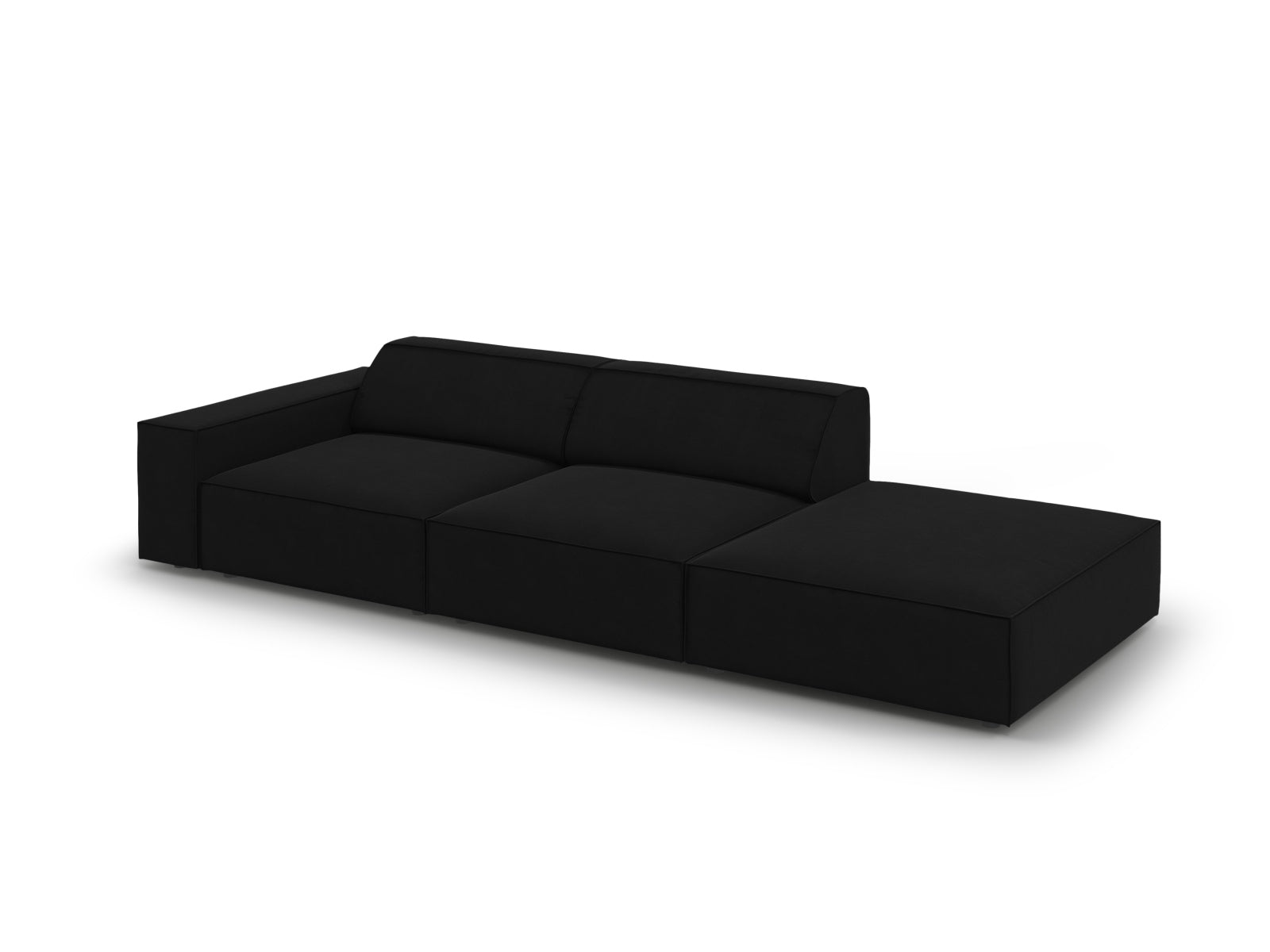 Erleben Sie das Jodie Velour Sofa rechts 3 Sitzer von Micadoni – ein elegantes, modulares Möbelstück, das Stil und Komfort in Ihr Zuhause bringt.