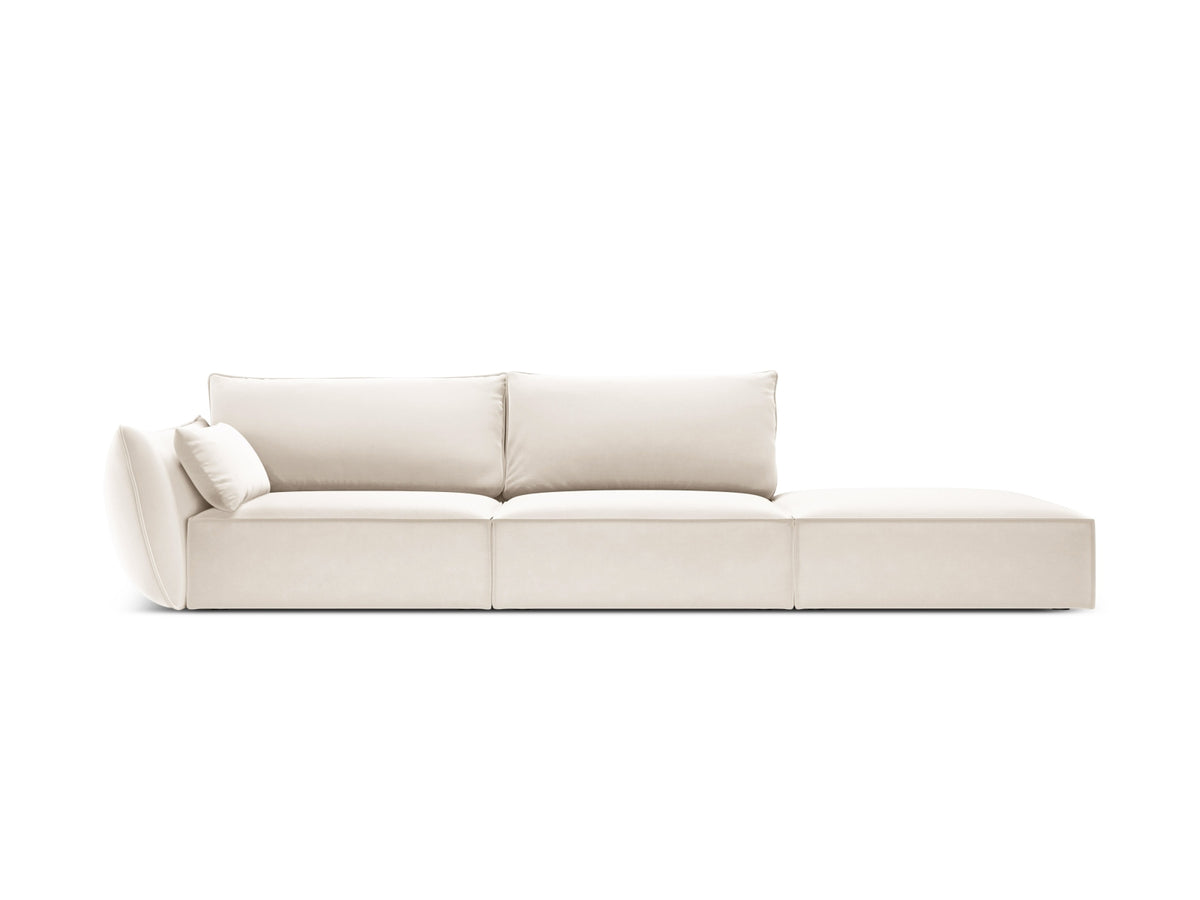 Kaelle Velour Sofa rechts 4 Sitzer in Light Beige-Bluvel präsentiert im Onlineshop von KAQTU Design AG. L-Sofa rechts ist von Micadoni