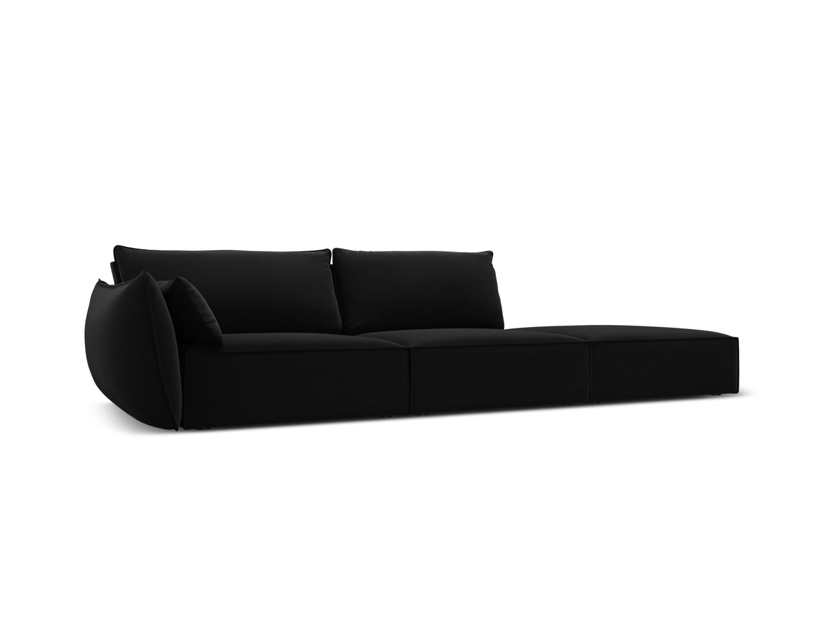 Kaelle Velour Sofa rechts 4 Sitzer in Black-Bluvel präsentiert im Onlineshop von KAQTU Design AG. L-Sofa rechts ist von Micadoni