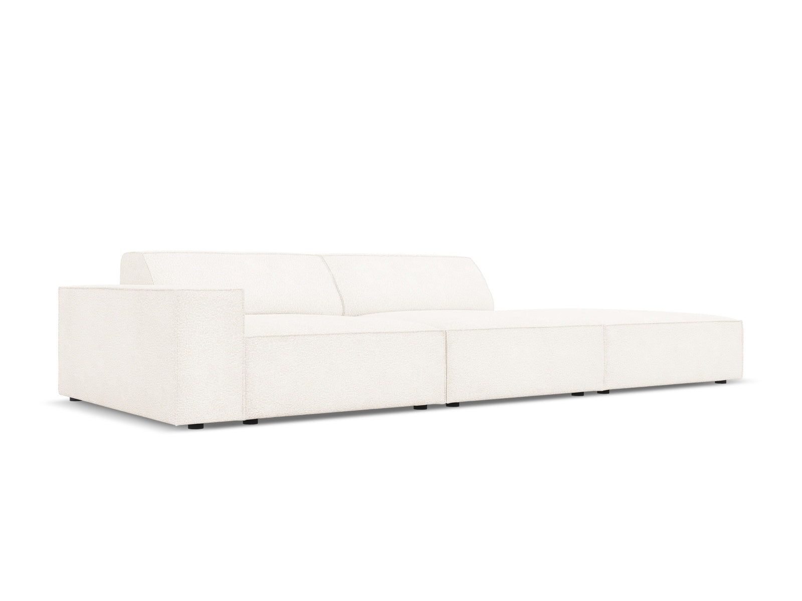 Entdecken Sie das elegante Jodie Boucle Sofa von Micadoni – ein modulares 3-Sitzer Sofa mit offener rechter Seite, ideal für stilvolle Wohnräume.