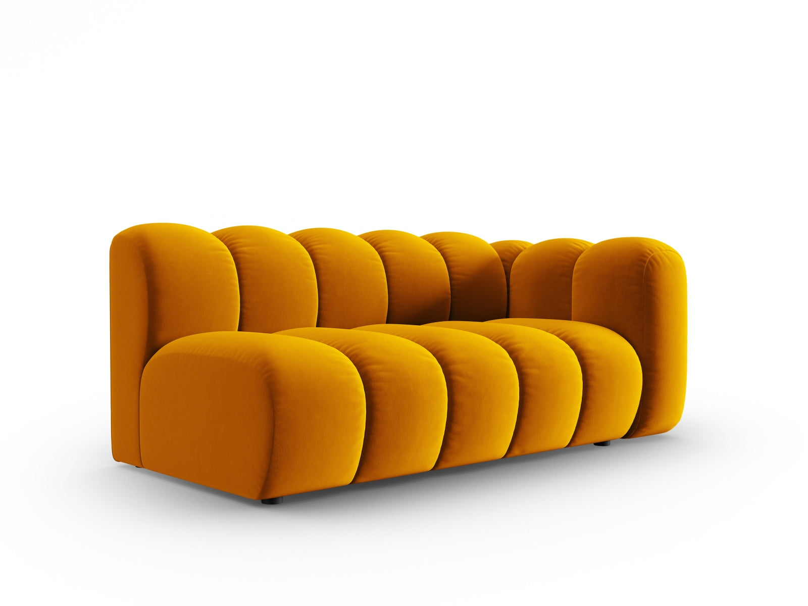 Elegantes Lupine Velour Modular Sofa in Gelb, 3-Sitzer, rechtsseitig, ideal für stilvolle Wohnräume, von Micadoni.