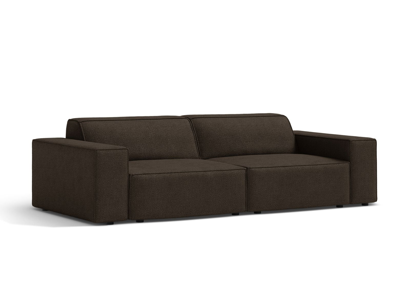 Elegantes Jodie Boucle 3-Sitzer Sofa in Braun, modulare Gestaltung für individuellen Komfort, ideal für stilvolle Wohnräume.