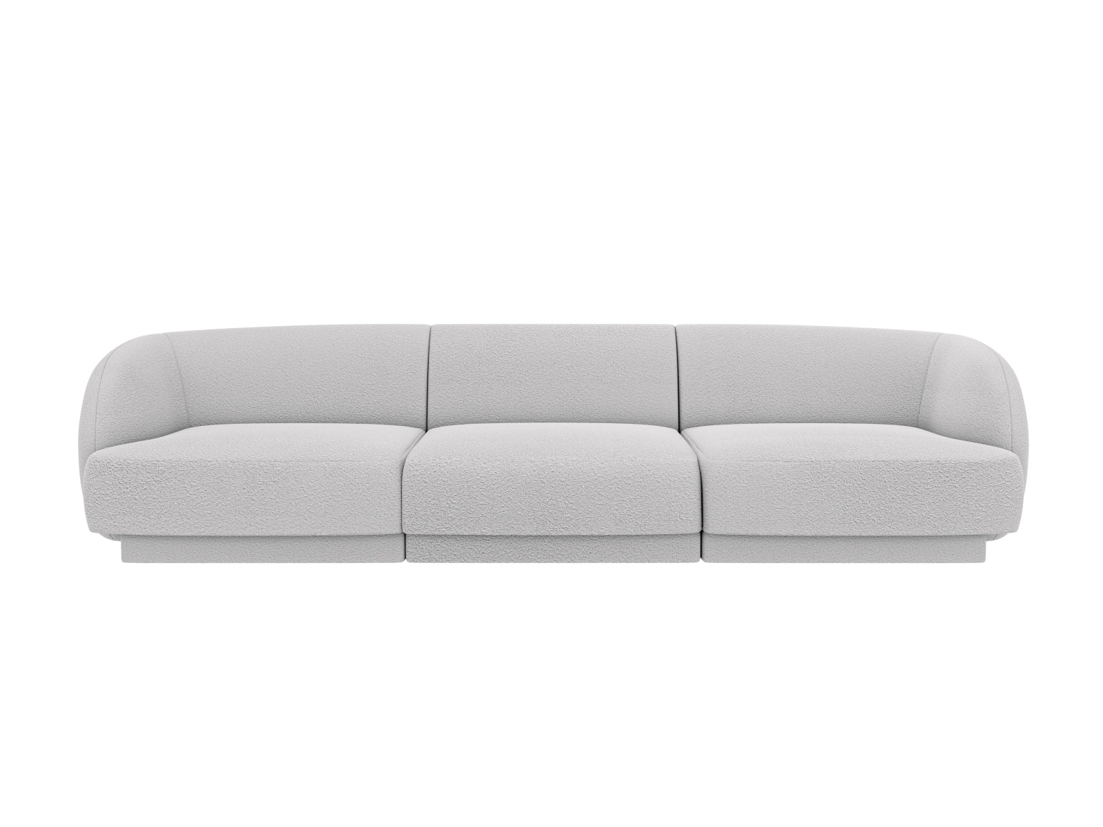 Elegantes Miley Boucle Sofa für 3 Personen in hellem Grau, ideal für stilvolle Wohnräume und gemütliche Abende.