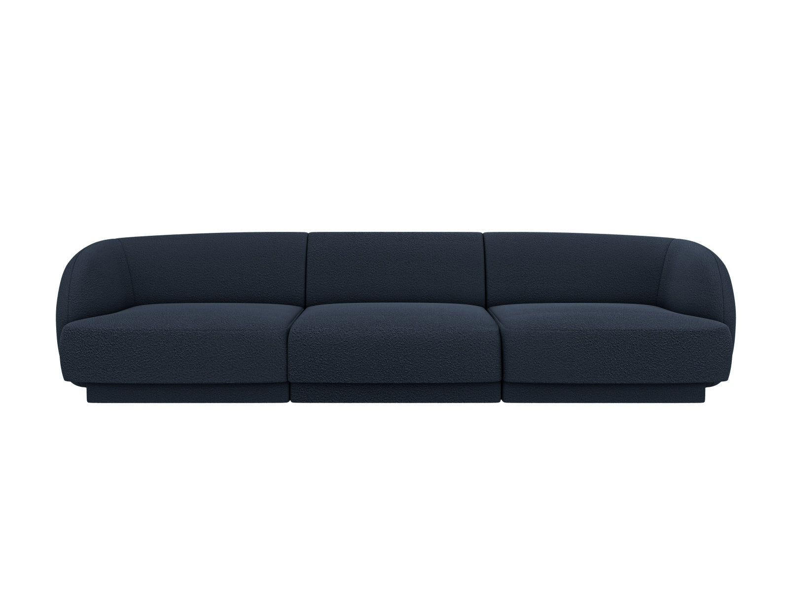 Elegantes Miley Boucle Sofa in Dunkelblau, 3-Sitzer von Micadoni, ideal für stilvolle Wohnräume und gemütliche Abende.