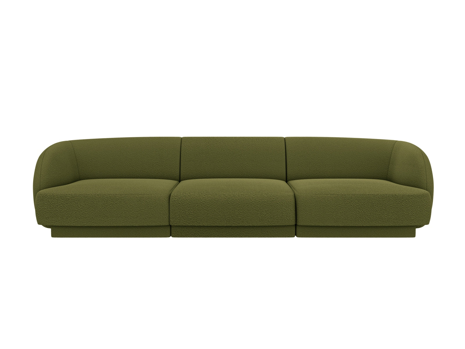 Elegantes 3-Sitzer Sofa Miley Boucle in dunklem Olivgrün, stilvoll und modern, ideal für jedes Wohnzimmer. Hochwertige Verarbeitung von Micadoni.