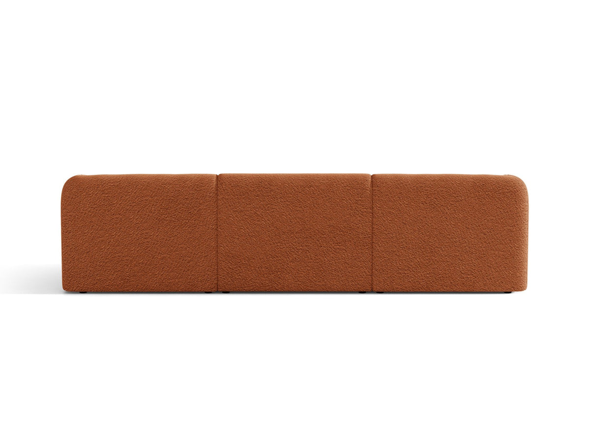 Dunkelbeiges 3er Sofa Miley von Micadoni mit Bluvel-Stoffbezug, schwarzen Kunststoffbeinen und gepolsterter Rückenlehne, Frontalansicht.