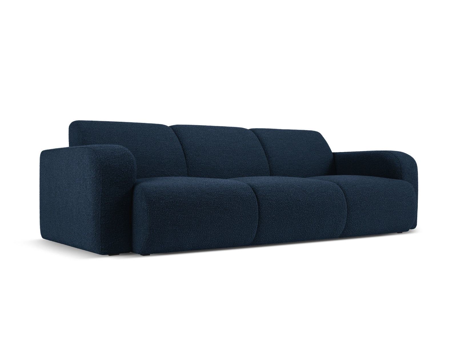 Elegantes Molino Boucle Sofa in Dunkelblau, 3-Sitzer von Micadoni, ideal für stilvolle Wohnräume und gemütliche Abende.