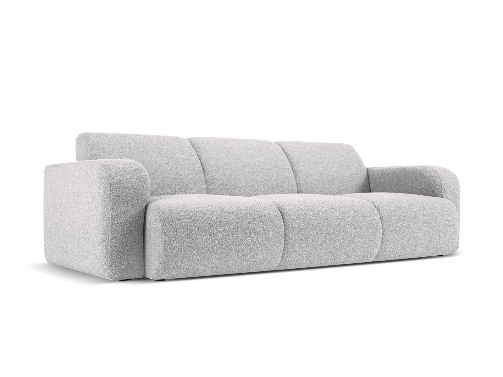 Elegantes 3-Sitzer Sofa Molino Boucle in hellem Grau, ideal für stilvolle Wohnräume, präsentiert von Micadoni.