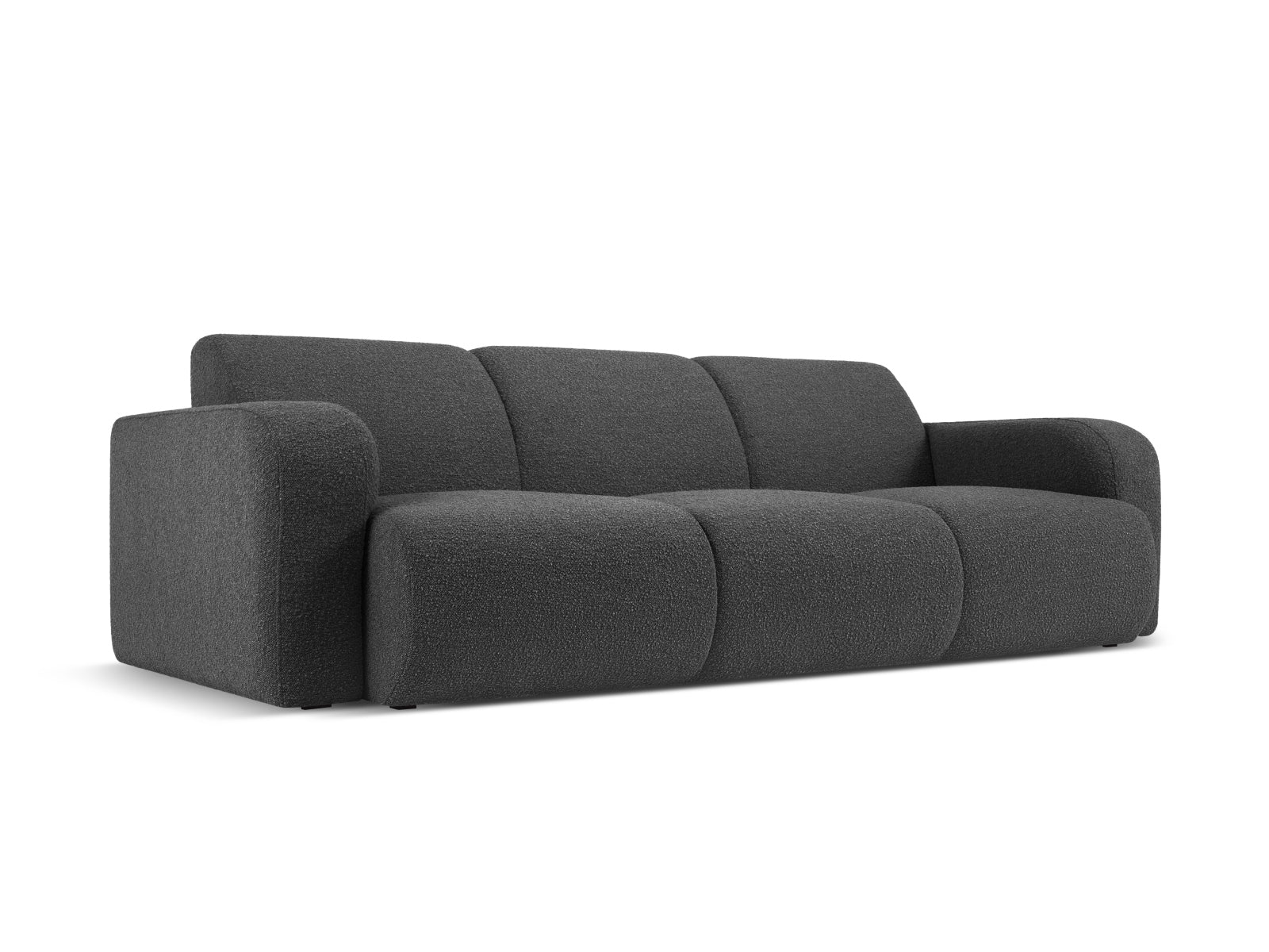 Elegantes 3-Sitzer Sofa Molino Boucle in Dunkelgrau, stilvolles Design von Micadoni, ideal für moderne Wohnräume.