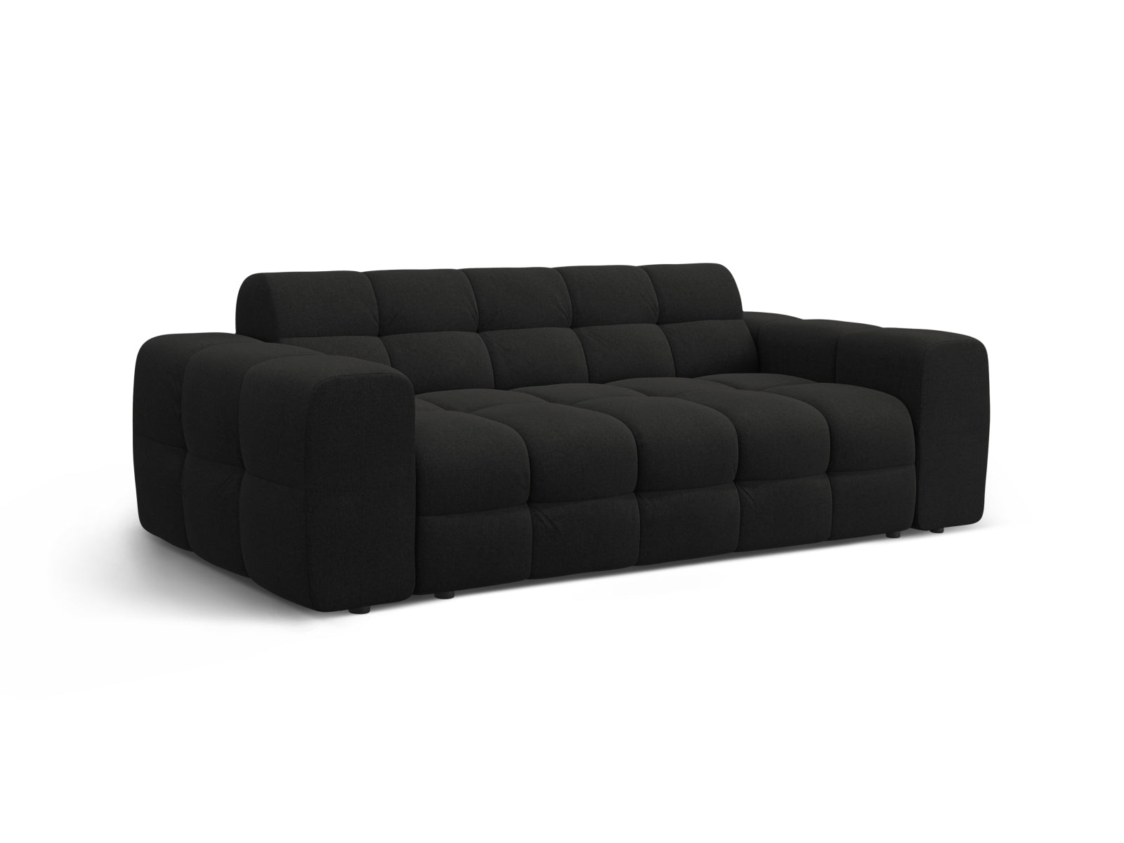 Modernes Kendal 3-Sitzer Sofa in edlem Schwarz, perfekt für stilvolle Wohnzimmer und entspannte Stunden mit Freunden und Familie.