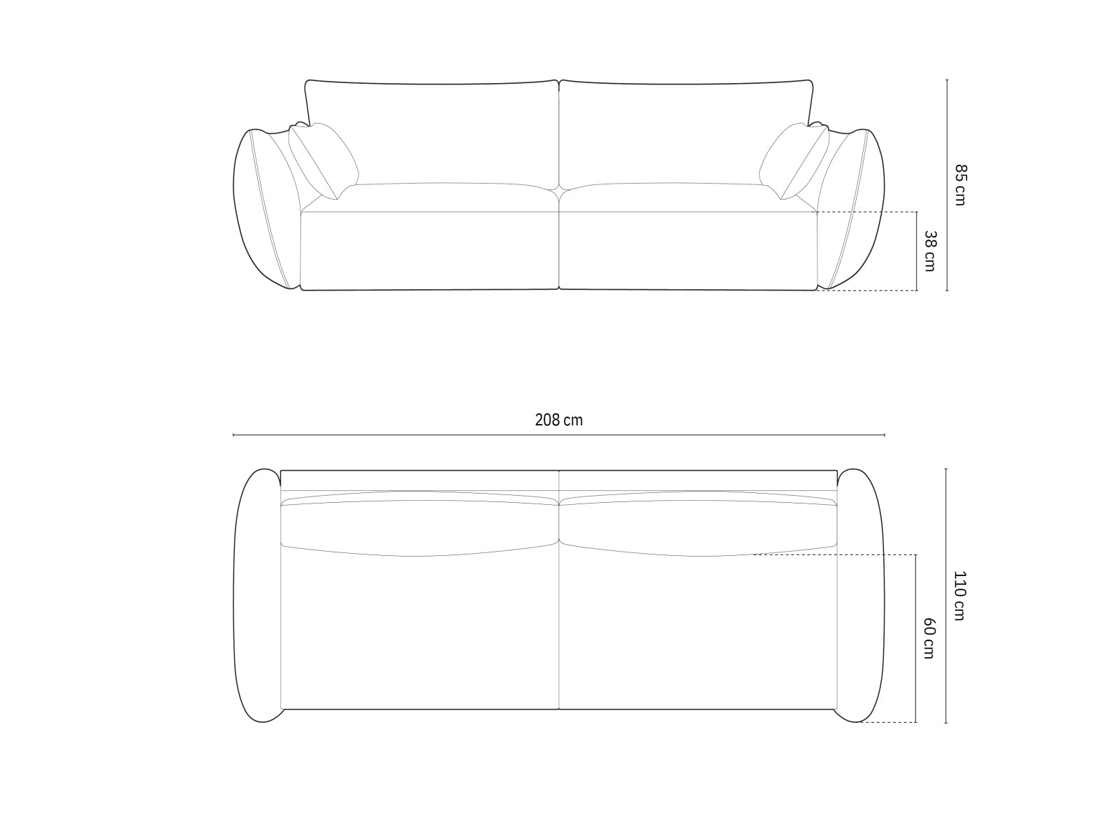 Modernes 3-Sitzer Sofa Kaelle in sanftem Beige, perfekt für gemütliche Wohnzimmer und stilvolle Einrichtung, erhältlich bei Micadoni.