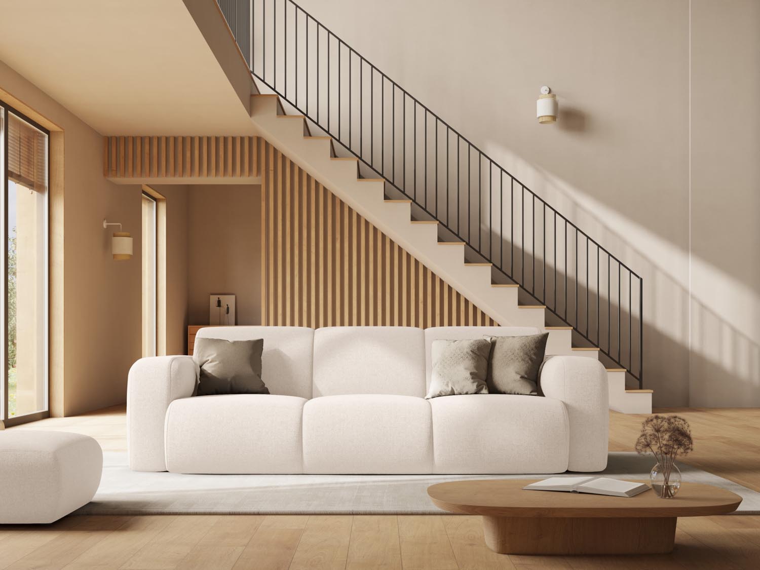 Elegantes 3-Sitzer Sofa Molino in stilvollem Schwarz, ideal für moderne Wohnräume, präsentiert von Micadoni.