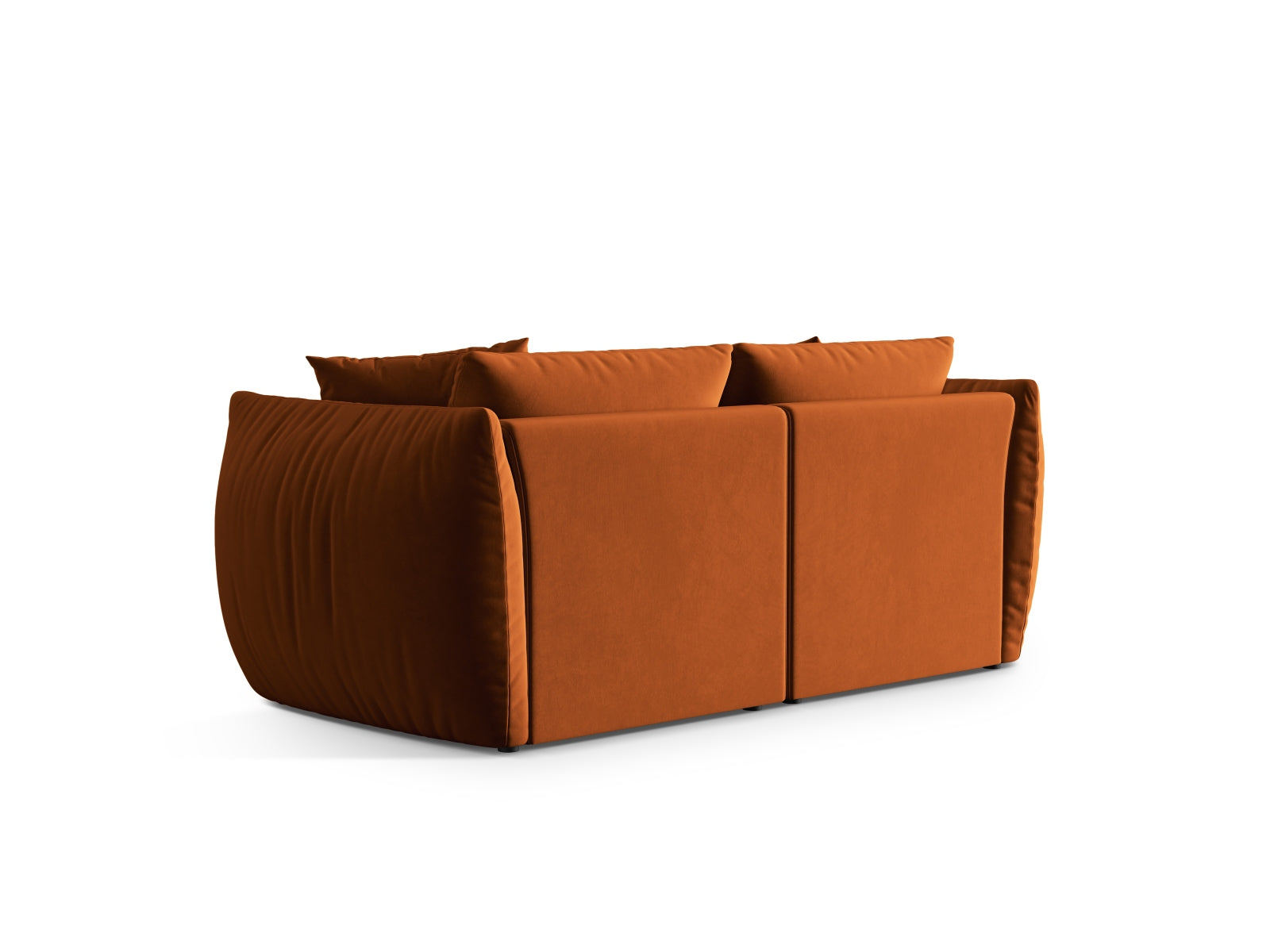 Elegantes 3-Sitzer Sofa Chris aus weichem Velours in warmem Terracotta, ideal für stilvolle Wohnräume und gemütliche Abende.