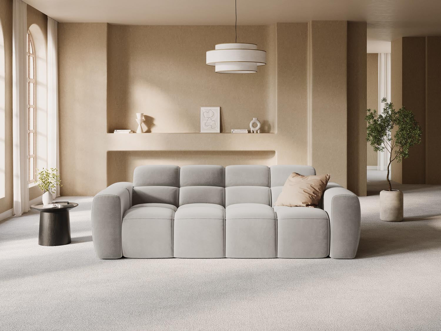 Erleben Sie das Lisa Velour Sofa 3 Sitzer von Micadoni – stilvolles Design, luxuriöser Komfort und optimale Unterstützung für Ihr Wohnzimmer.