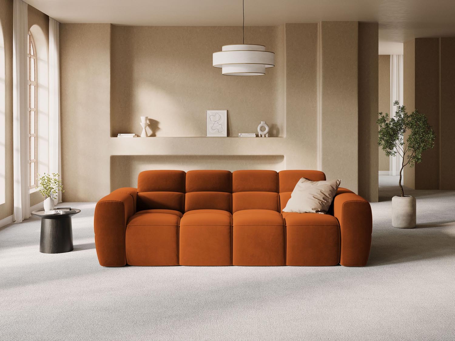 Erleben Sie das Lisa Velour Sofa 3 Sitzer von Micadoni – stilvolles Design, luxuriöser Komfort und optimale Unterstützung für Ihr Wohnzimmer.