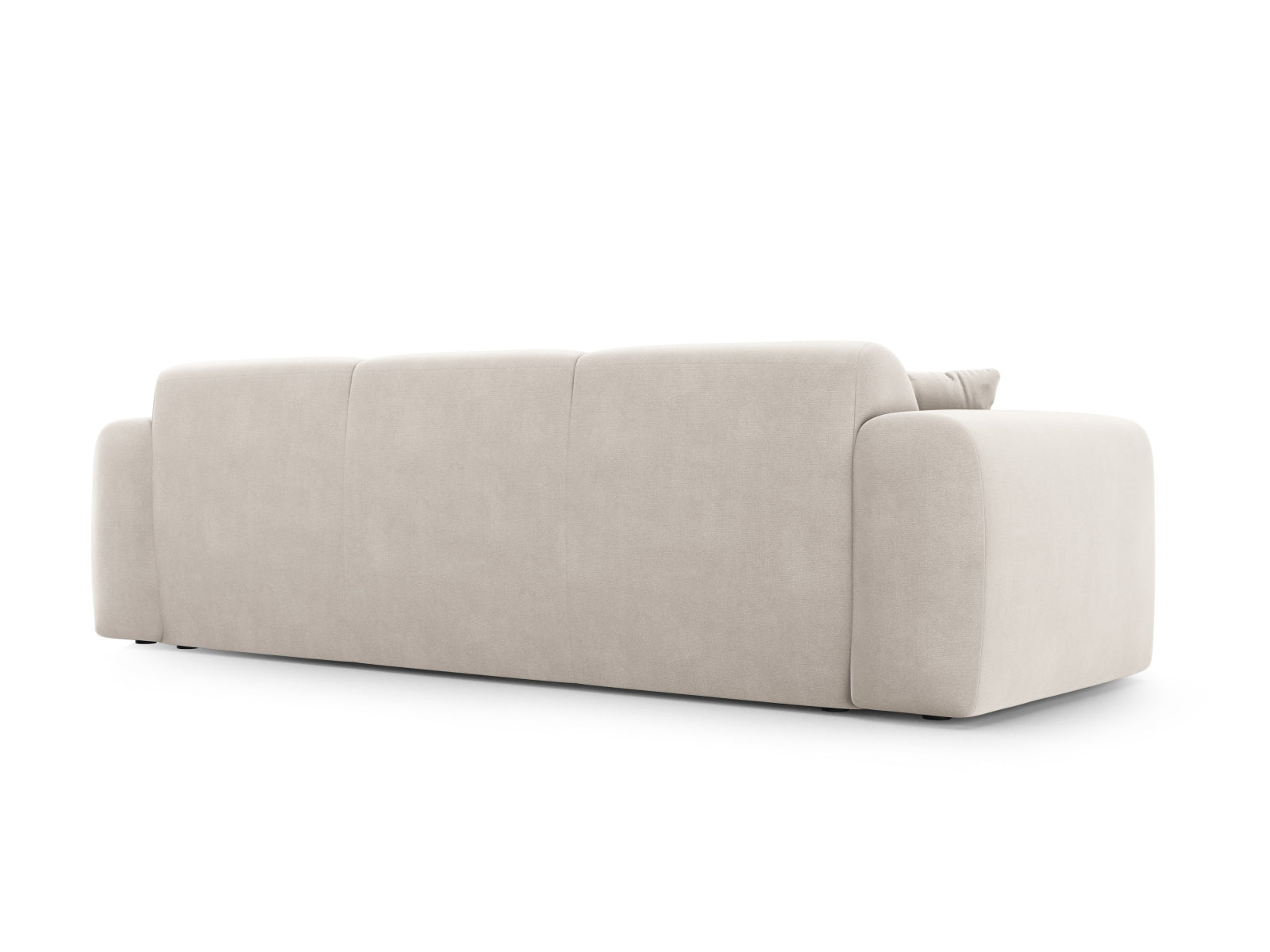 Stilvolles 3-Sitzer Sofa Molino aus weichem Velours in zartem Beige, perfekt für moderne Wohnkonzepte und entspannte Stunden.