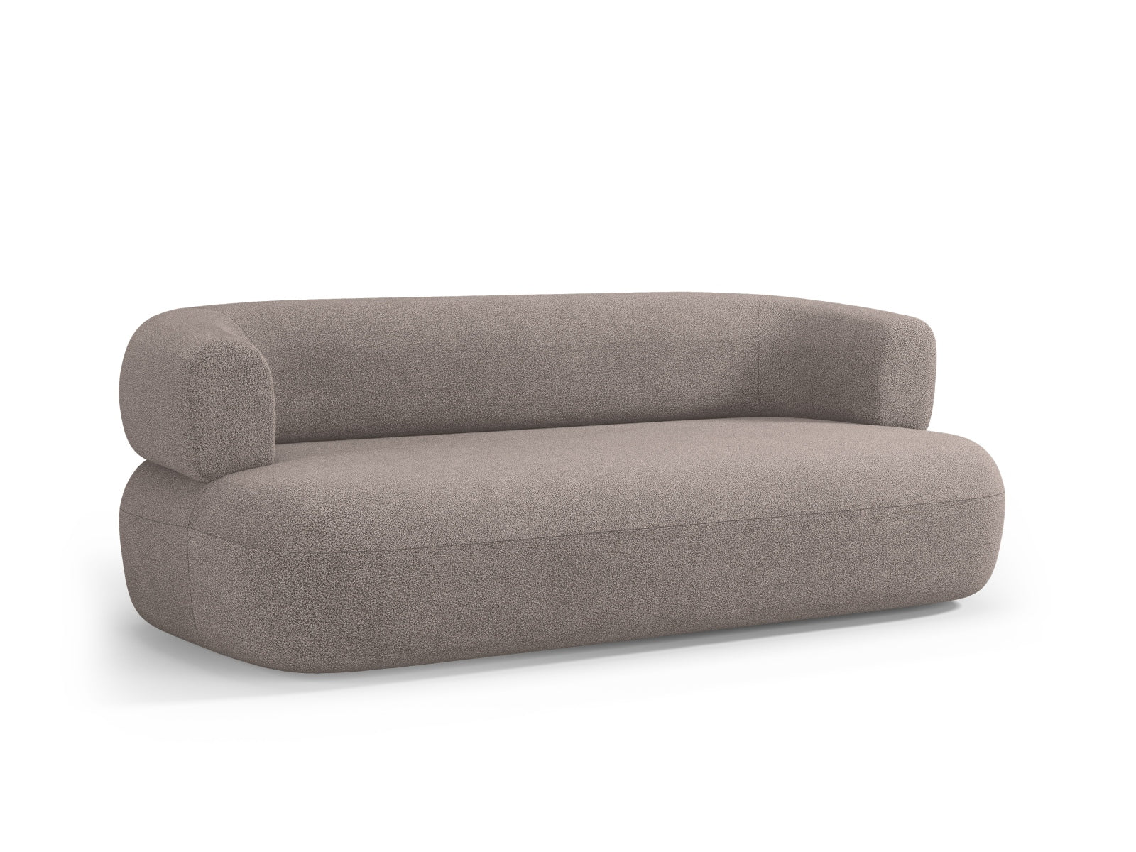 Gemütliches 3-Sitzer Boucle Sofa Jenny in sanftem Braun, perfekt für moderne Wohnkonzepte und entspannte Stunden von Micadoni.