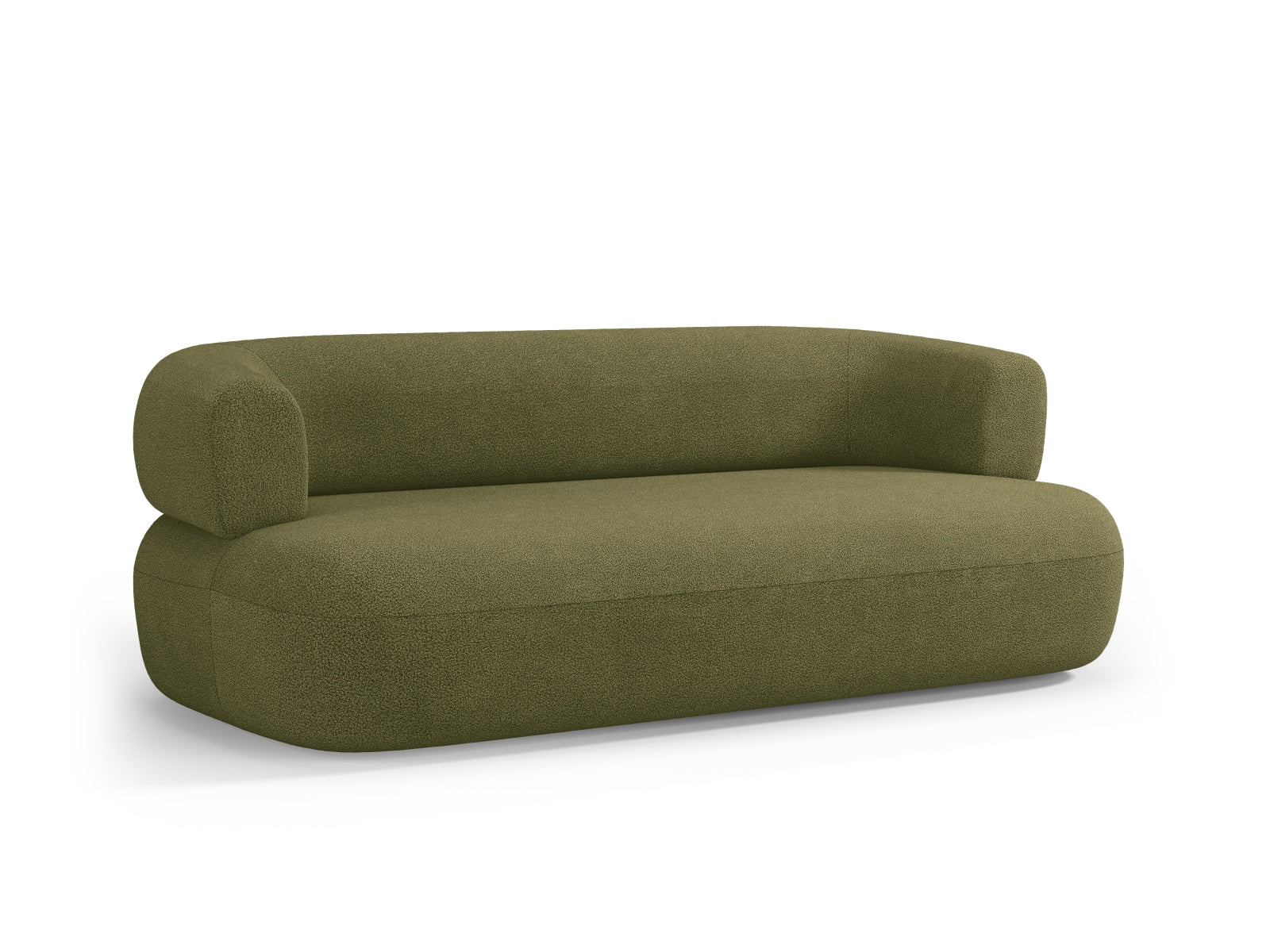 Modernes 3-Sitzer Boucle Sofa "Jenny" in zartem Grün, perfekt für gemütliche Abende und stilvolle Einrichtungsideen.