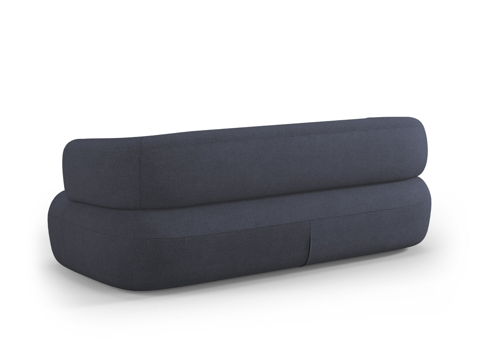 Elegantes 3-Sitzer Sofa aus Boucle-Stoff in tiefem Blau von Micadoni, ideal für gemütliche Abende und stilvolle Einrichtung.