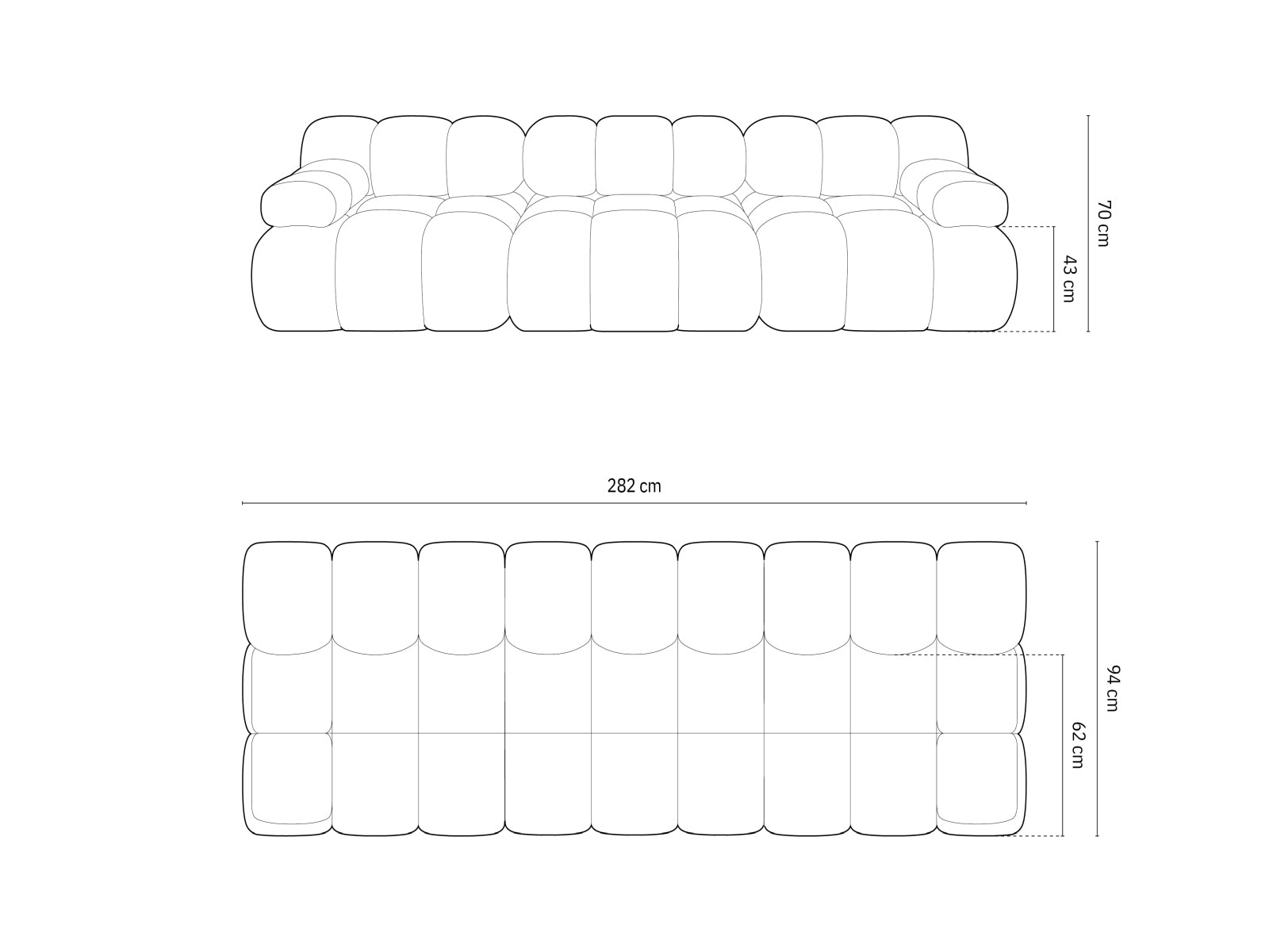 Elegantes Bellis 3-Sitzer Sofa in Espresso-Sonic, ideal für moderne Wohnräume. Vielseitiges, anpassbares Design von Micadoni.