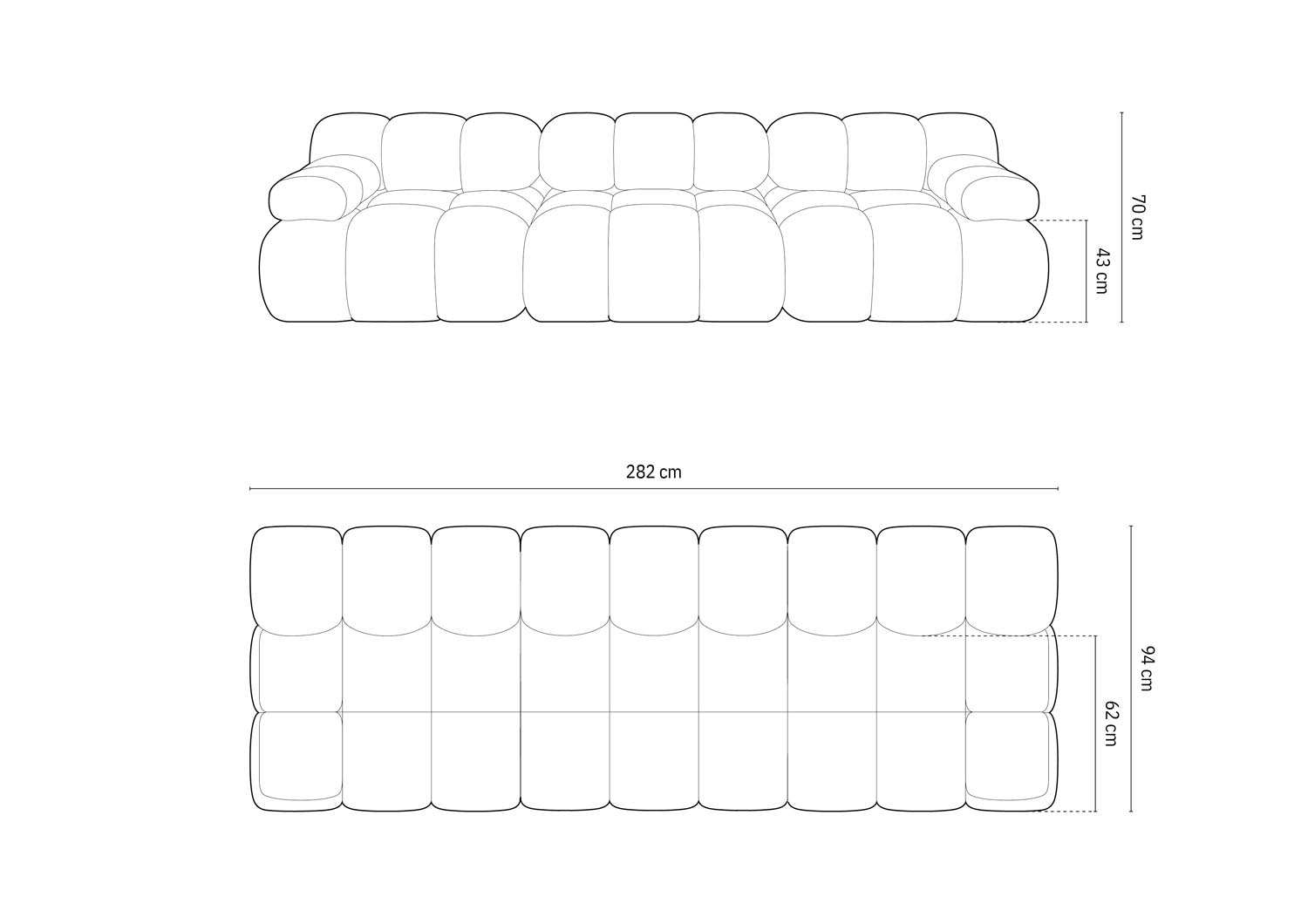 Elegantes 3-Sitzer Sofa Bellis Boucle in sanftem Grün, ideal für stilvolle Wohnräume und entspannte Momente, gefertigt von Micadoni.
