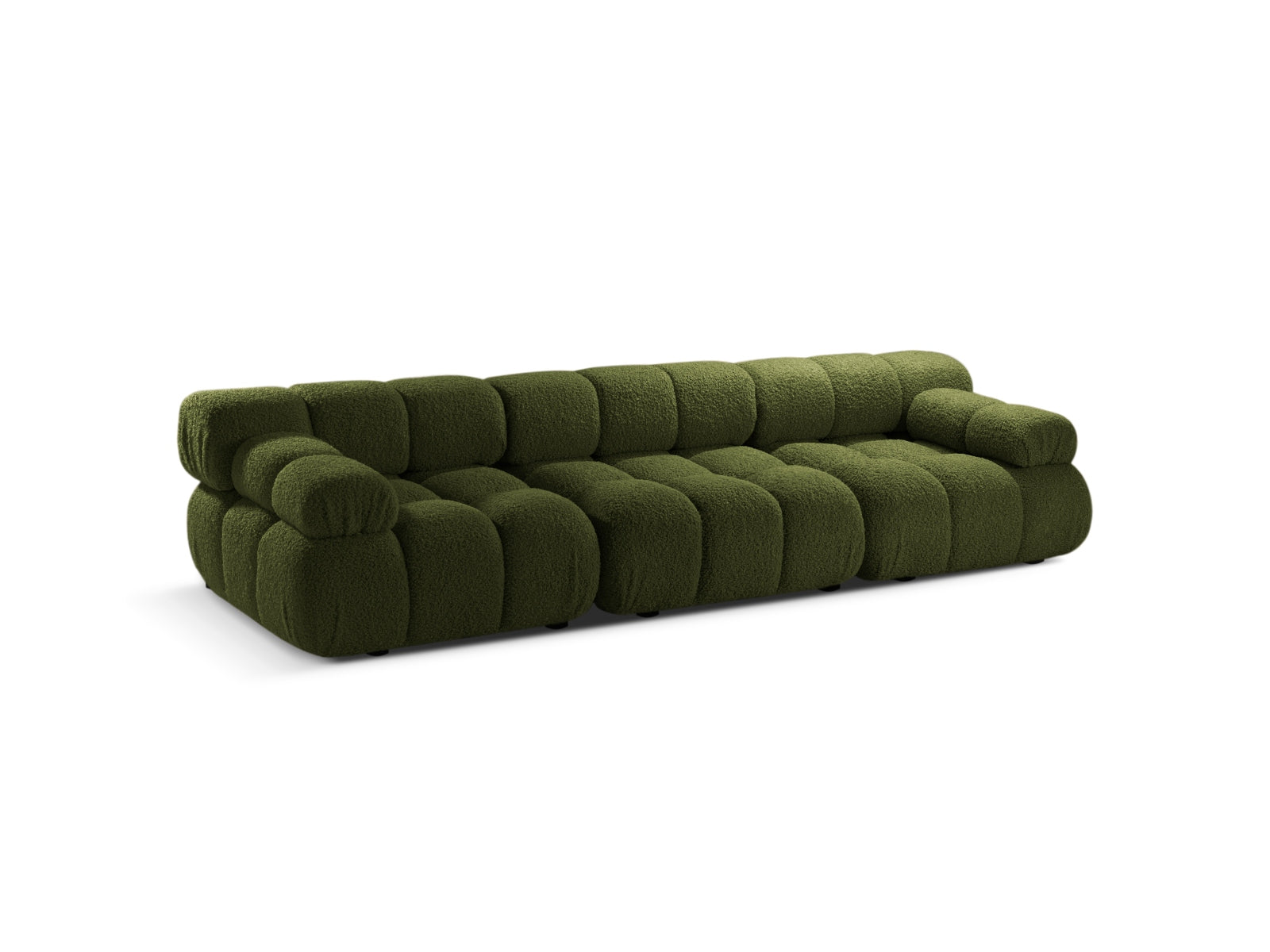 Elegantes Bellis Boucle 3-Sitzer Sofa in sanftem Grün, ideal für stilvolle Wohnräume, präsentiert von Micadoni.