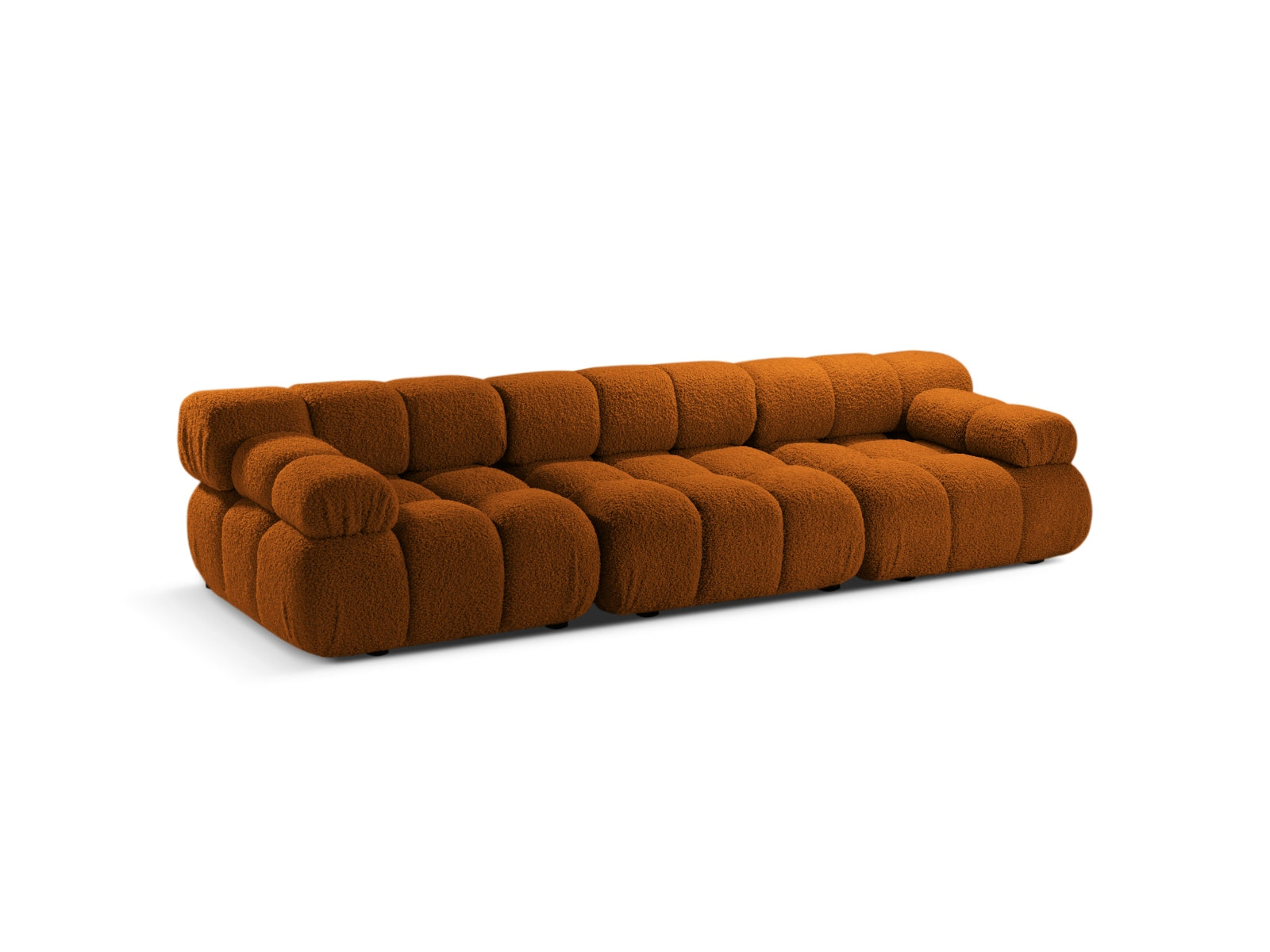 Elegantes Bellis Boucle 3-Sitzer Sofa in Brick-Rolf, ideal für stilvolle Wohnräume. Modulares Design von Micadoni für individuelle Anpassung.