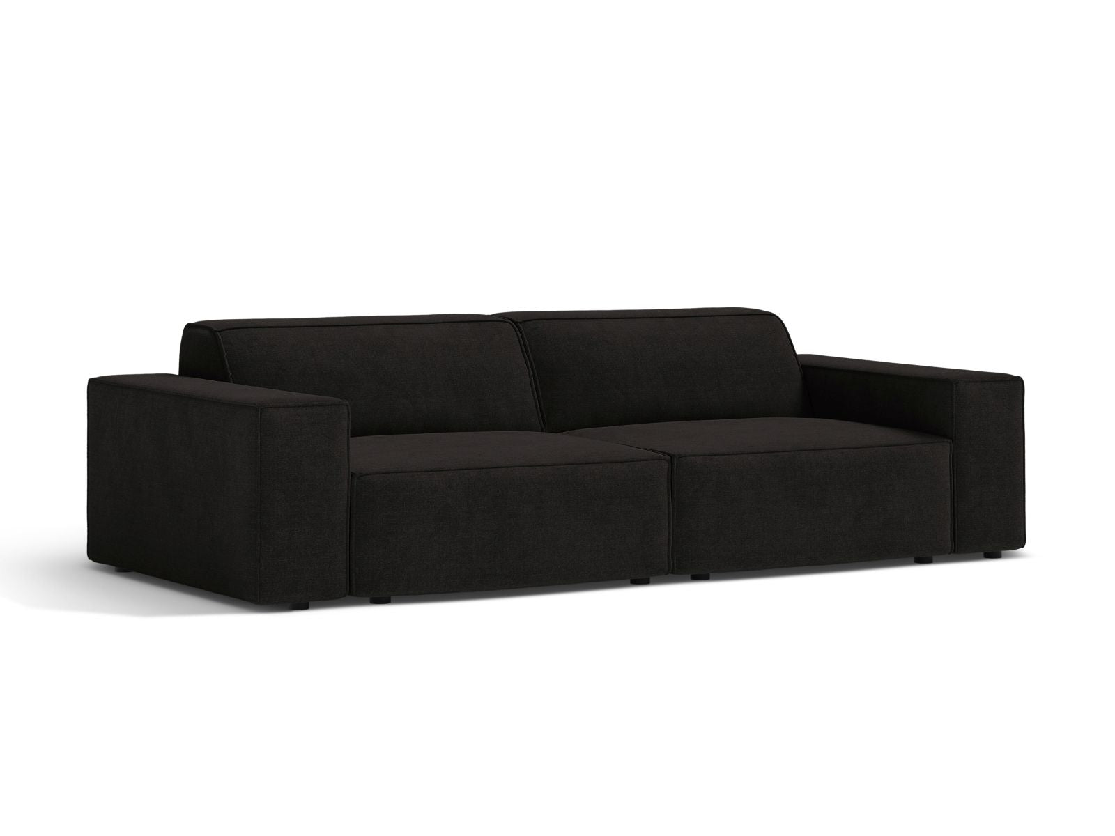 Elegantes 3-Sitzer Sofa Jodie in Schwarz, modular und stilvoll, ideal für moderne Wohnräume, erhältlich bei KAQTU Design AG.
