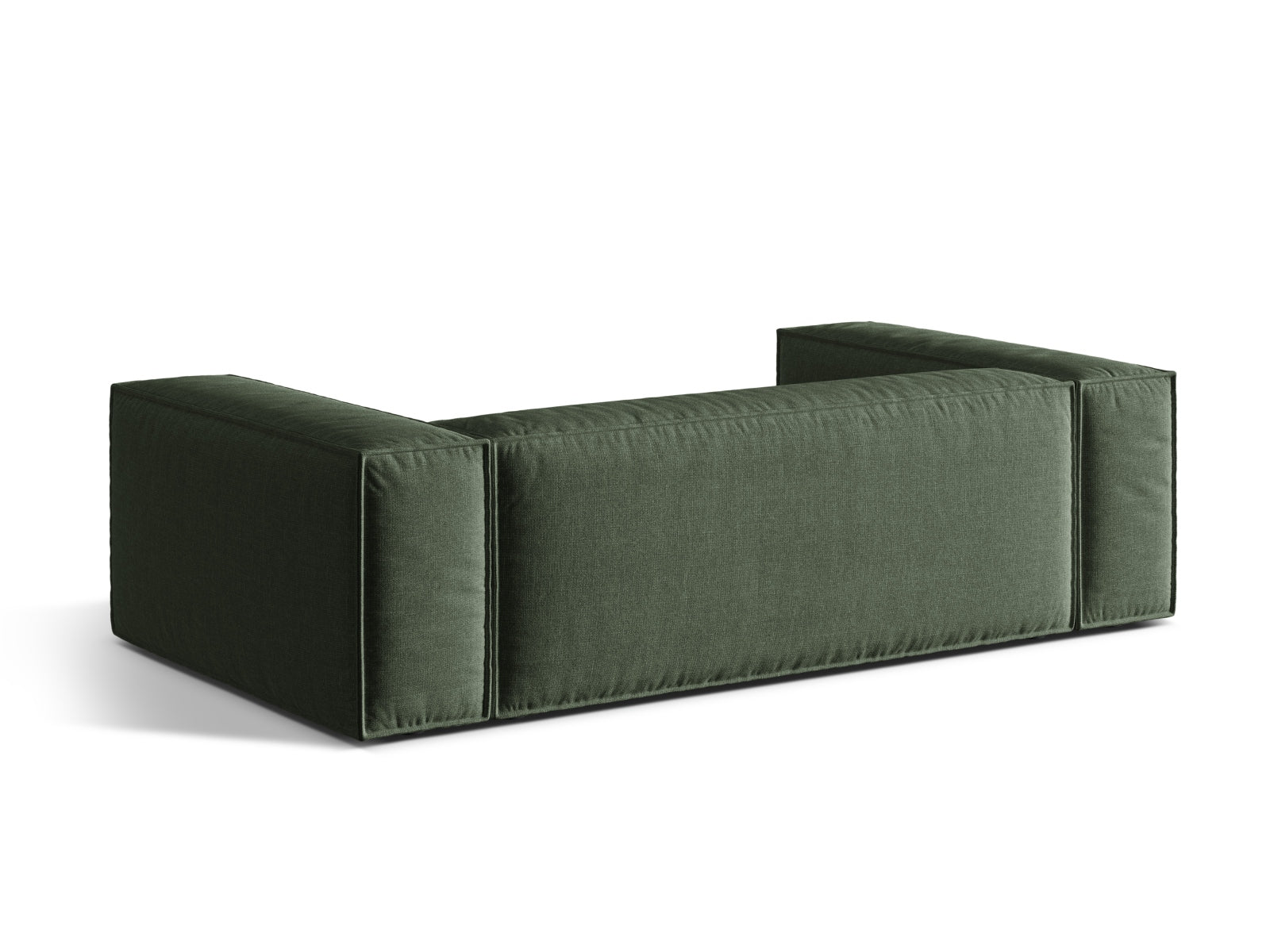 Elegantes 3-Sitzer Sofa Nuria in luxuriösem Moosgrün, ideal für moderne Wohnräume und einladende Atmosphären.