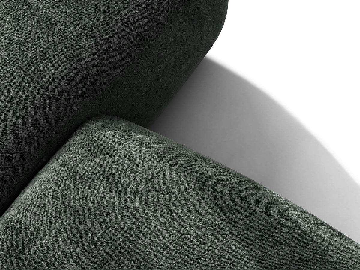 3er Sofa Ophelia von Micadoni in Beige mit Liberty Stoffbezug, niedriger Rückenlehne und schwarzen Kunststoffbeinen, modulare Bauweise sichtbar.