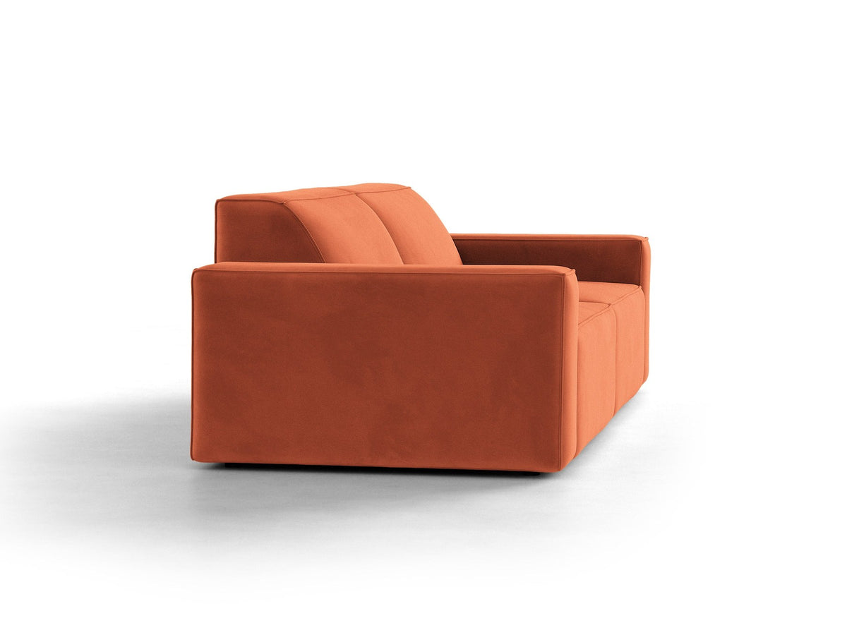 Jodie 3er Sofa von Micadoni in leichtem Beige mit Venus-Samtstoff, schwarzen Kunststoffbeinen und moderner, modularer Sitzform.